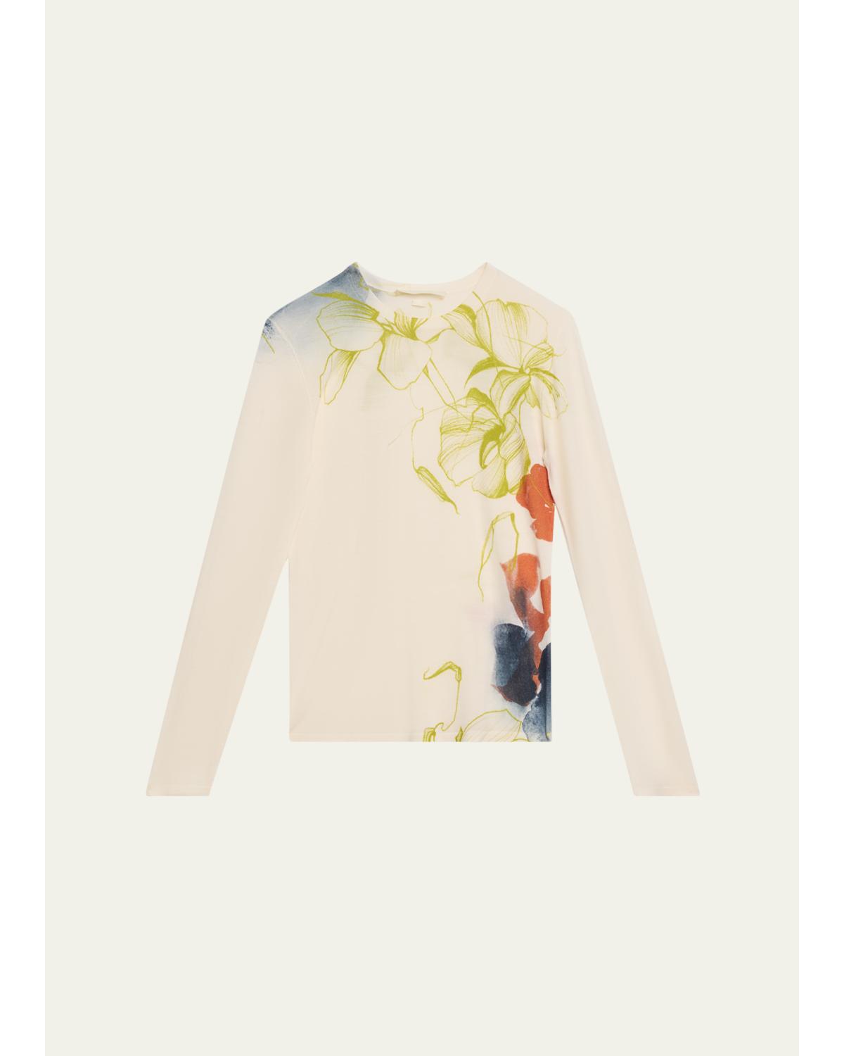 Shadow Floral Merino Wool Crewneck Sweater