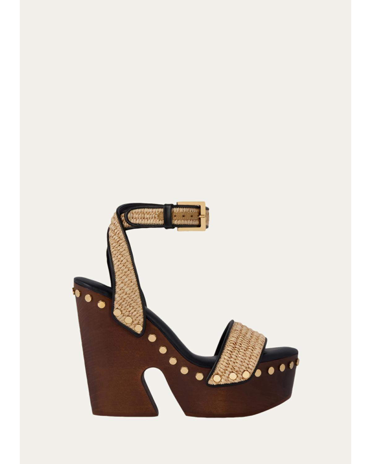 Clog Raffia-Effect Platform Sandals