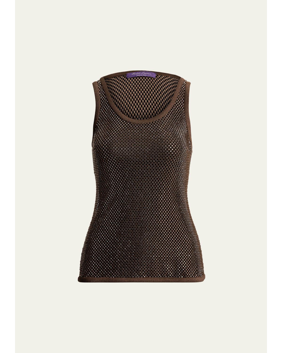 Embellished Mesh Tank Top