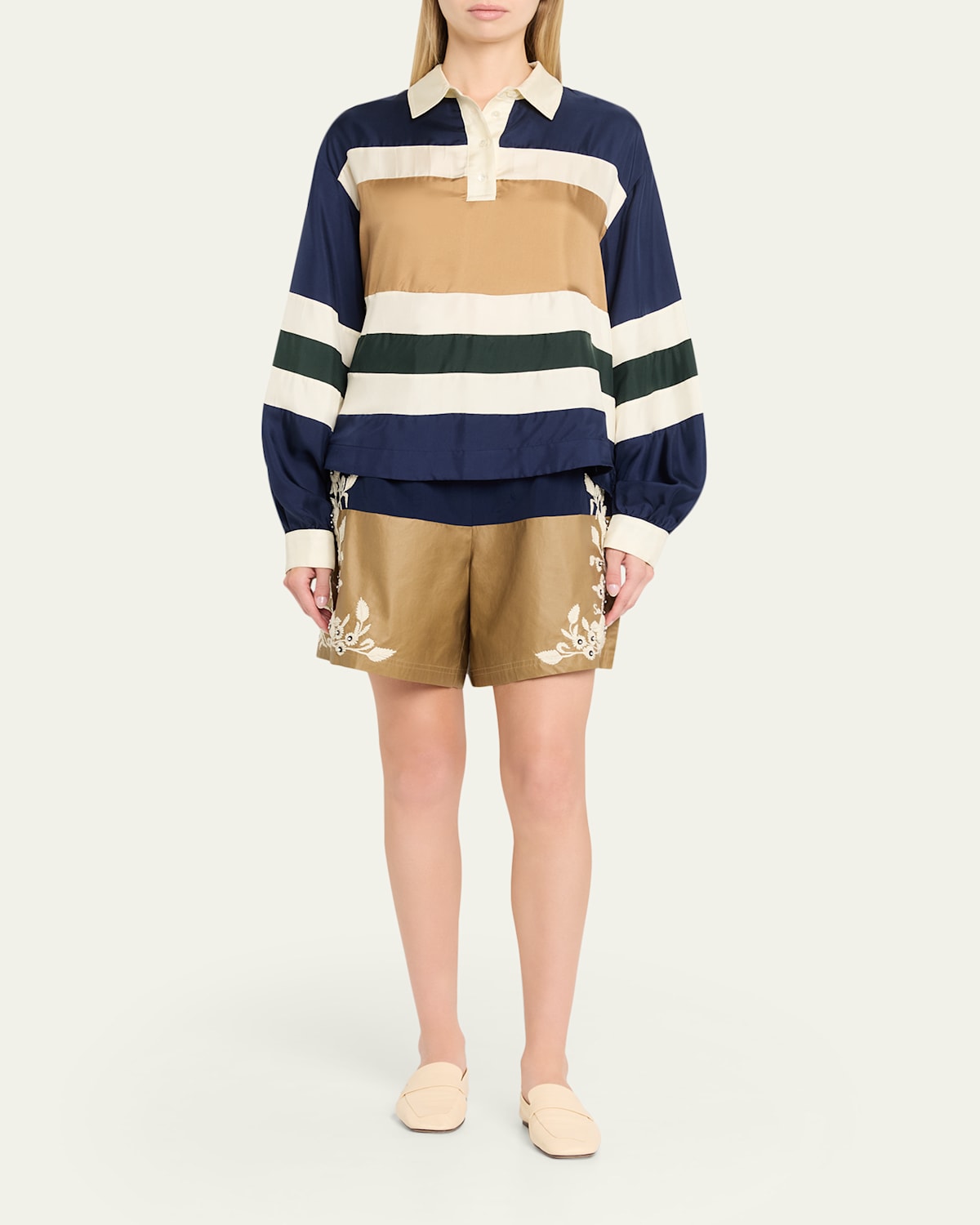 Georgie Embroidered Pull-On Shorts