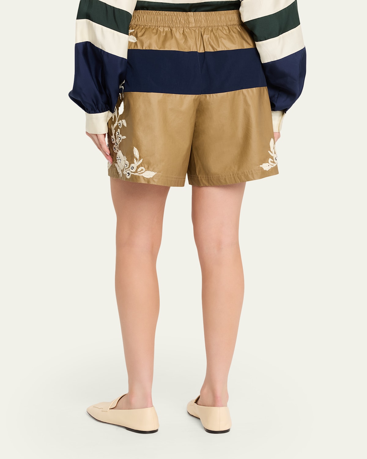 Georgie Embroidered Pull-On Shorts