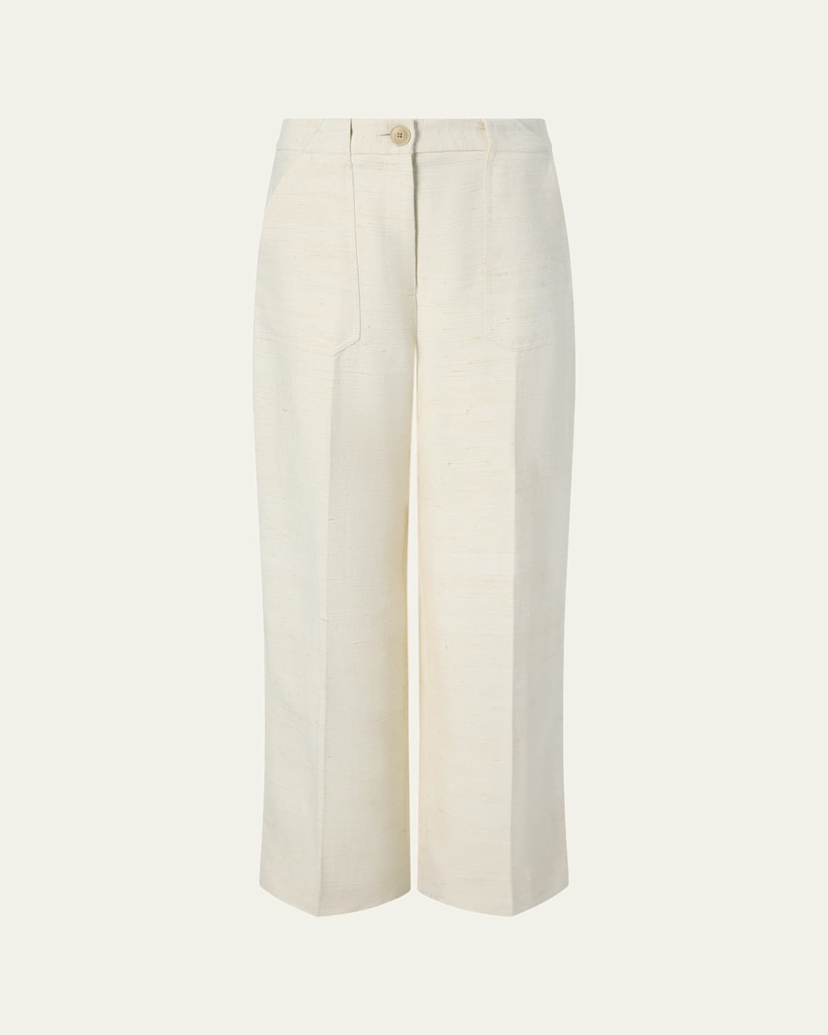 Attersee Silk-linen Wide-leg Utility Trousers In White