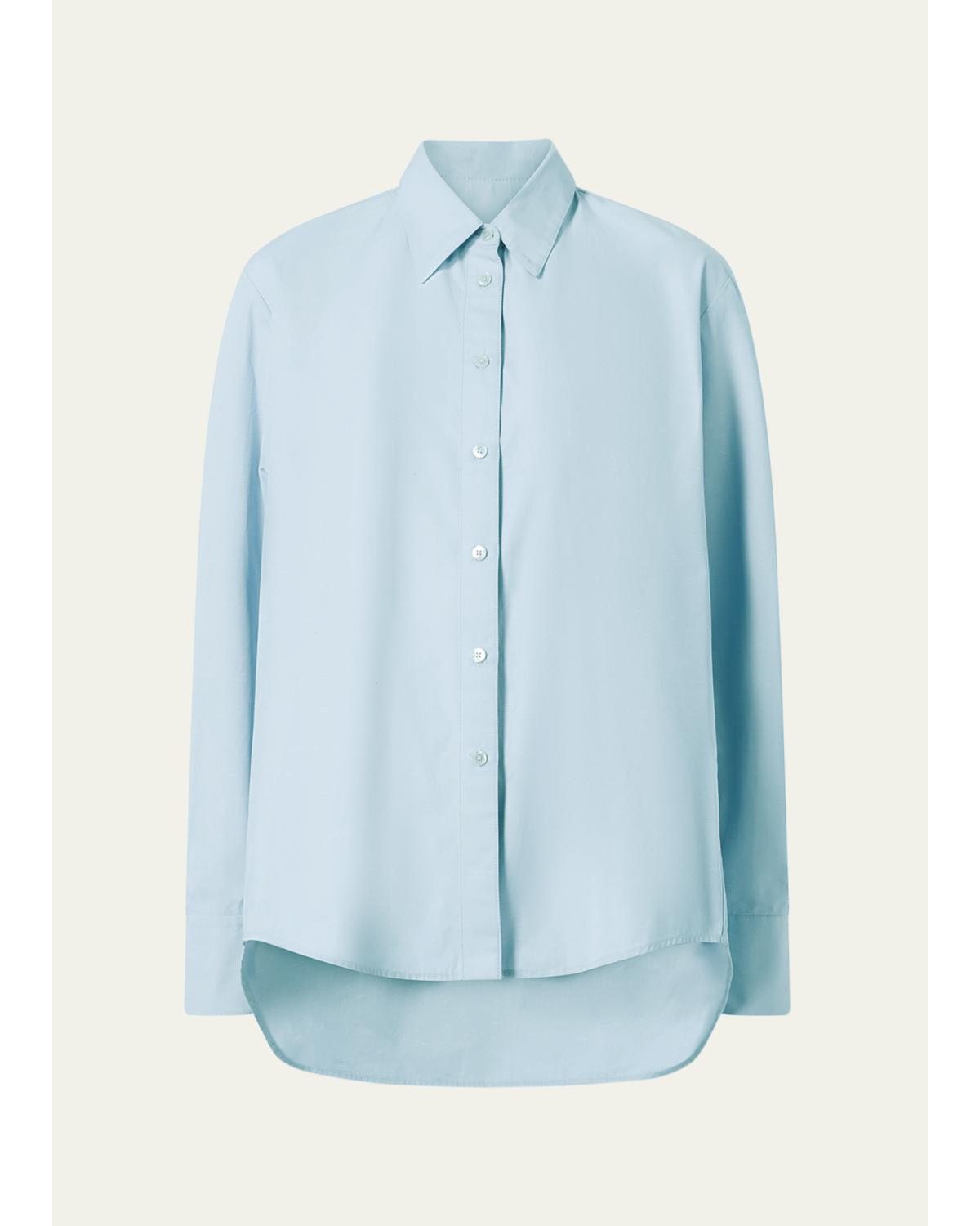 Slub Cotton Poplin Button-Down Cocoon Shirt