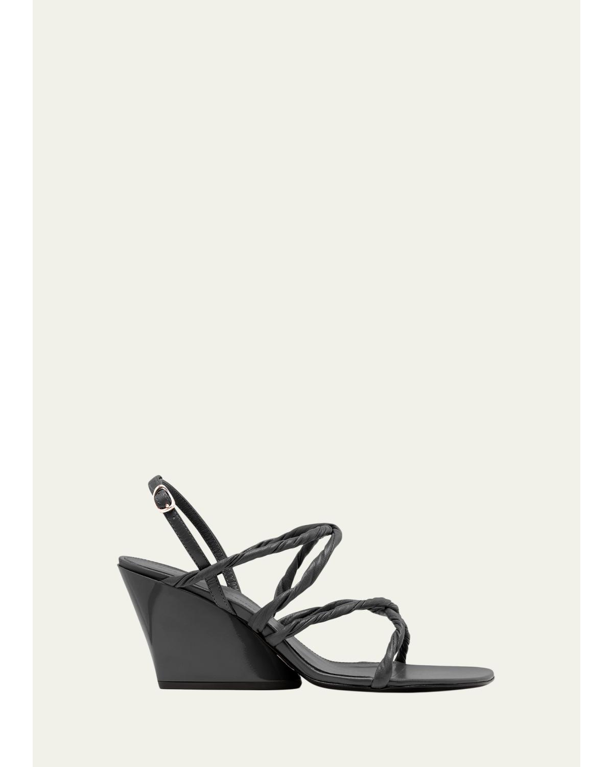 80mm Twist Slant Leather Sandals