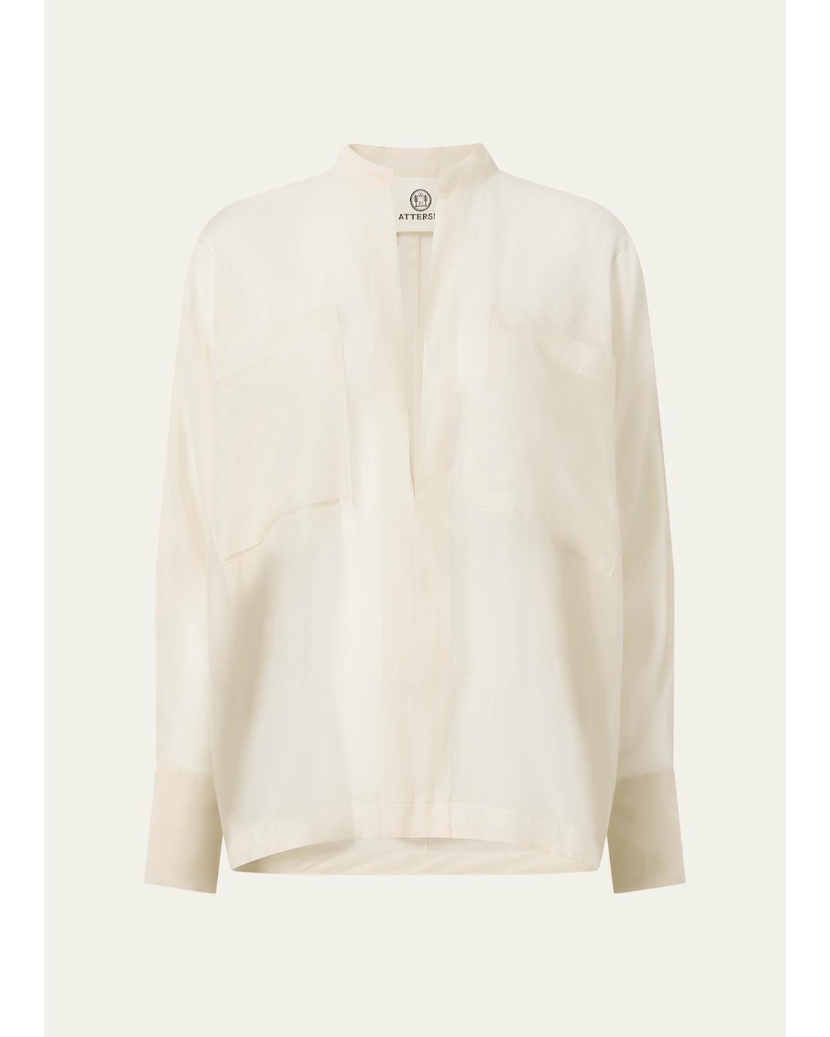 Sheer Cotton Voile Oversized Utility Shirt