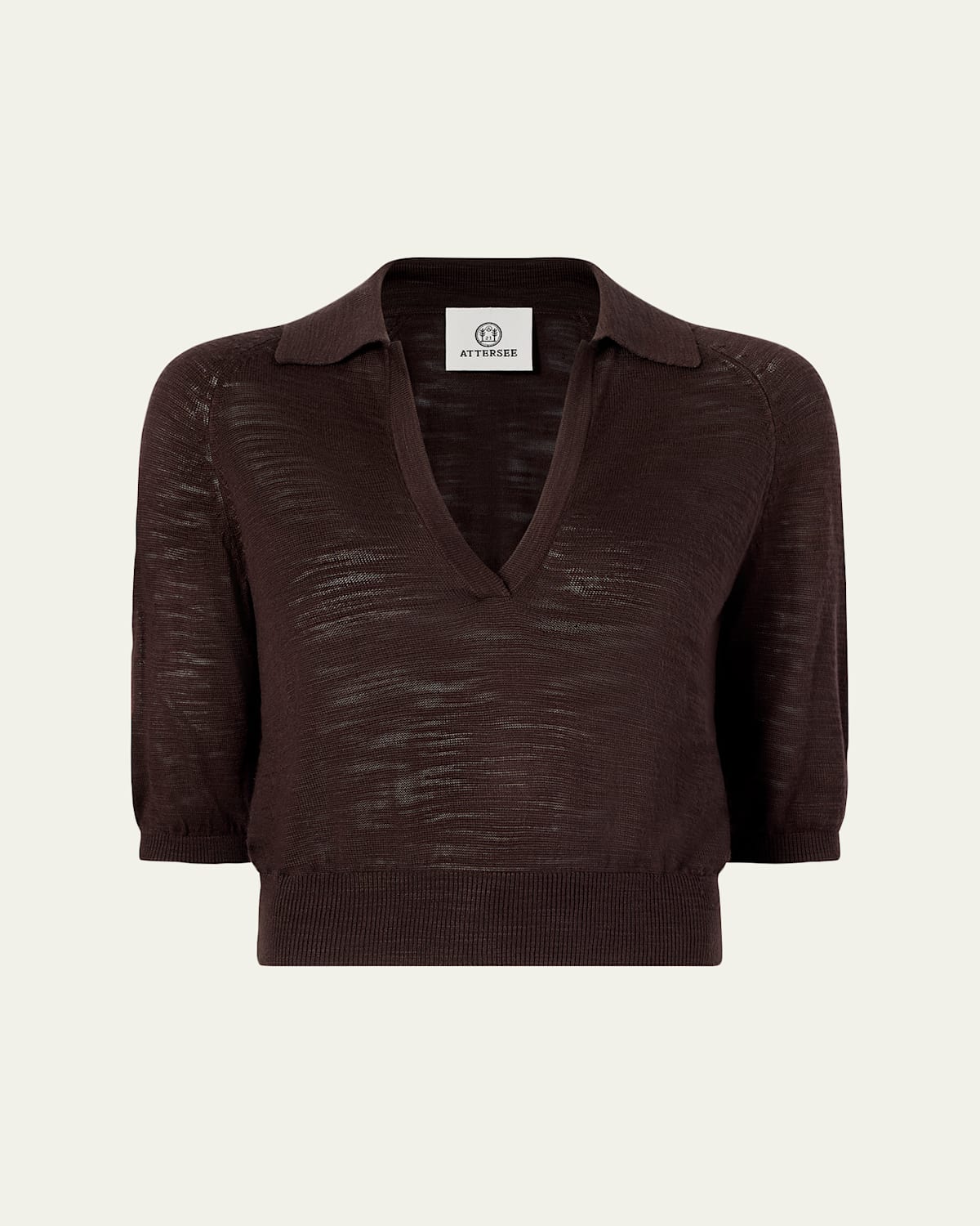 Attersee Linen Knit Polo In Brown