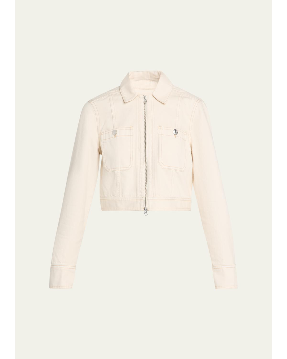 Patty Cropped Denim Moto Jacket