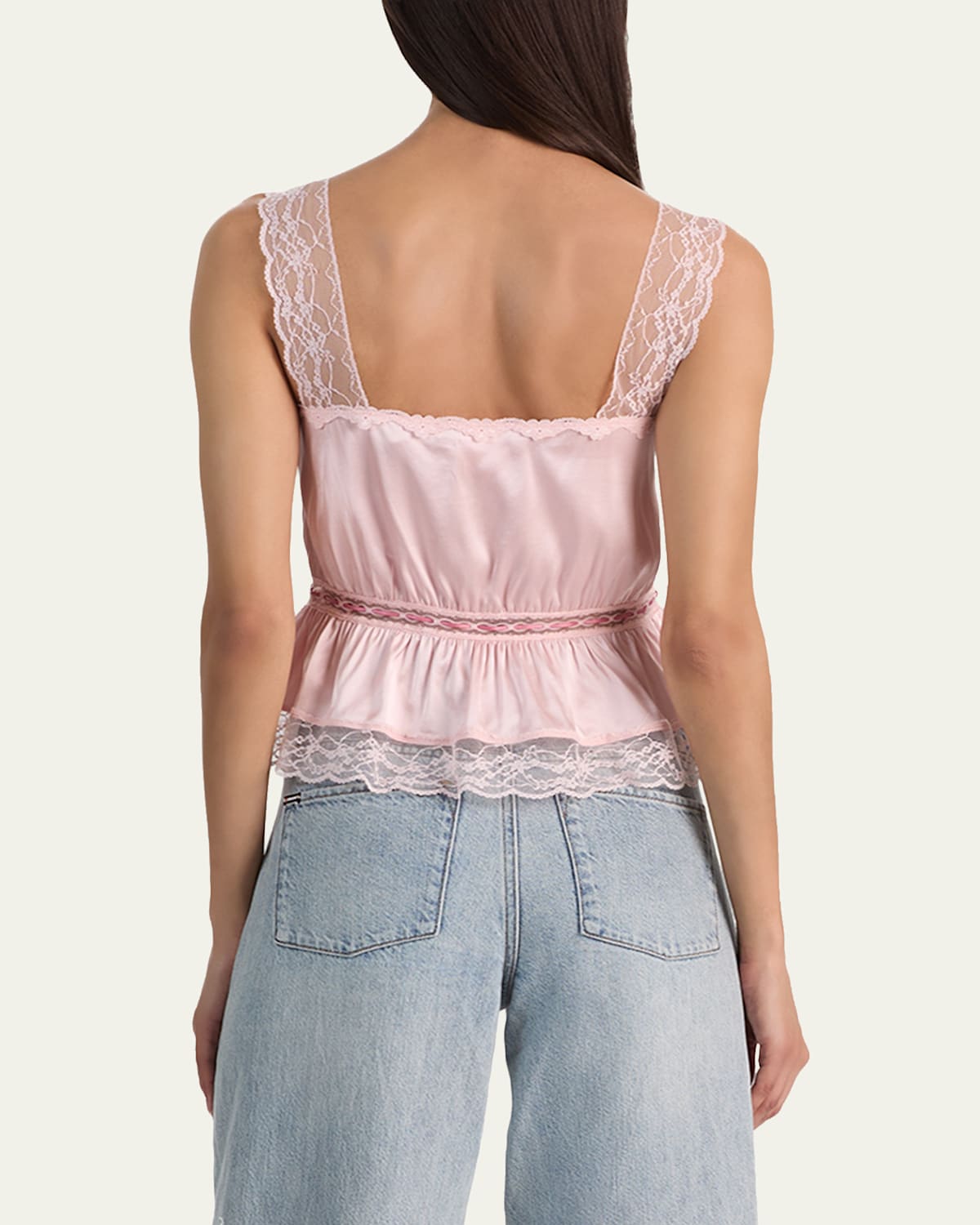 Annabeth Embroidered Satin Tank Top