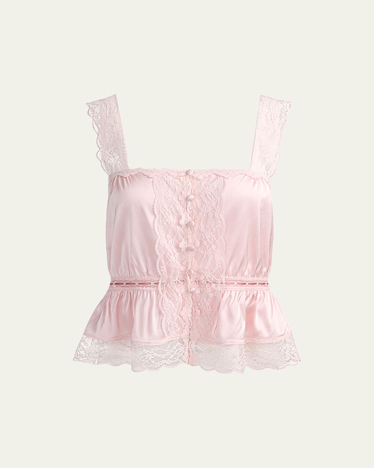 Annabeth Embroidered Satin Tank Top
