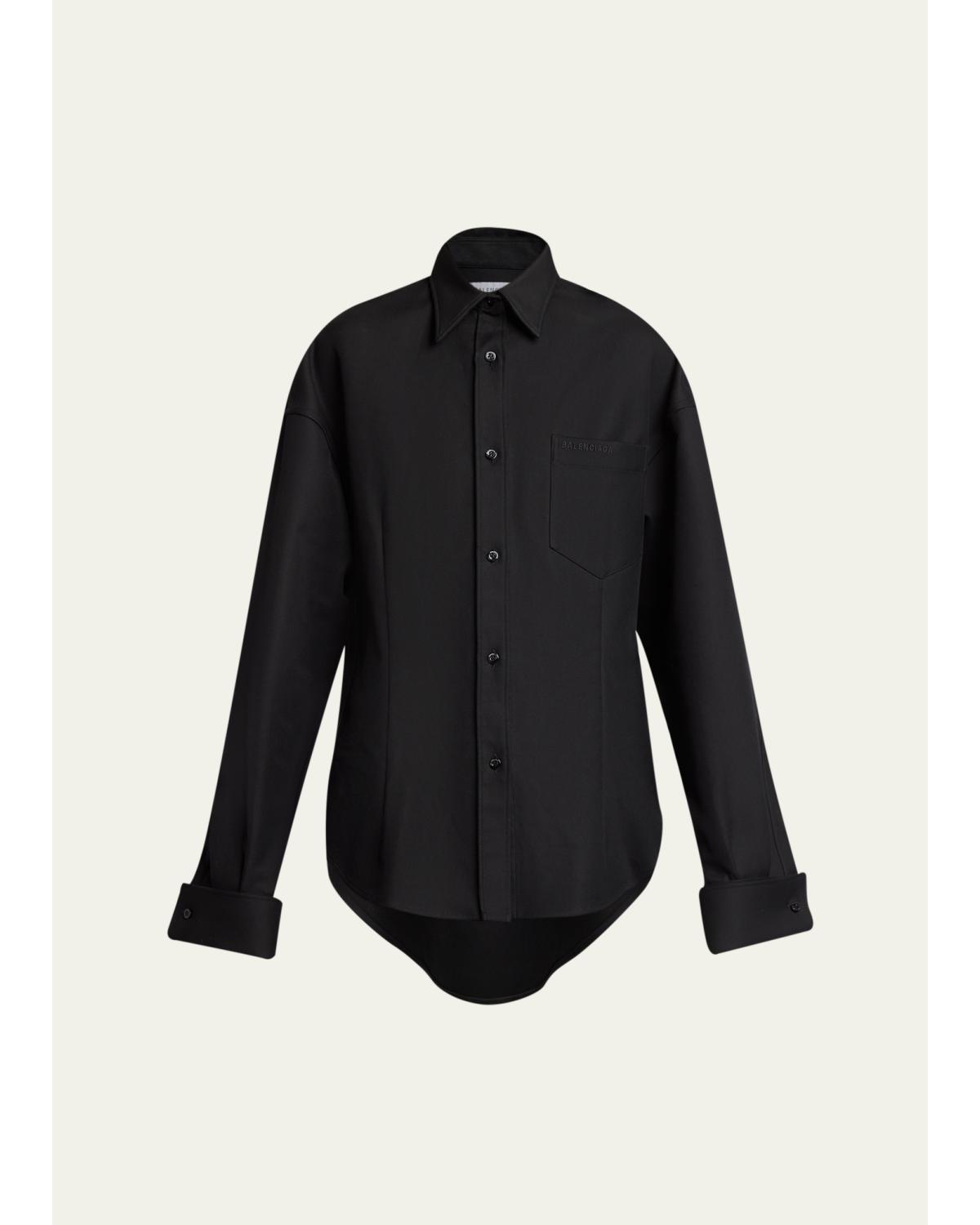 Double Cotton Twill Cocoon Collared Shirt