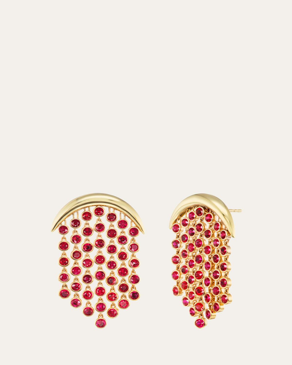 18K Yellow Gold Ruby Fringe Earrings