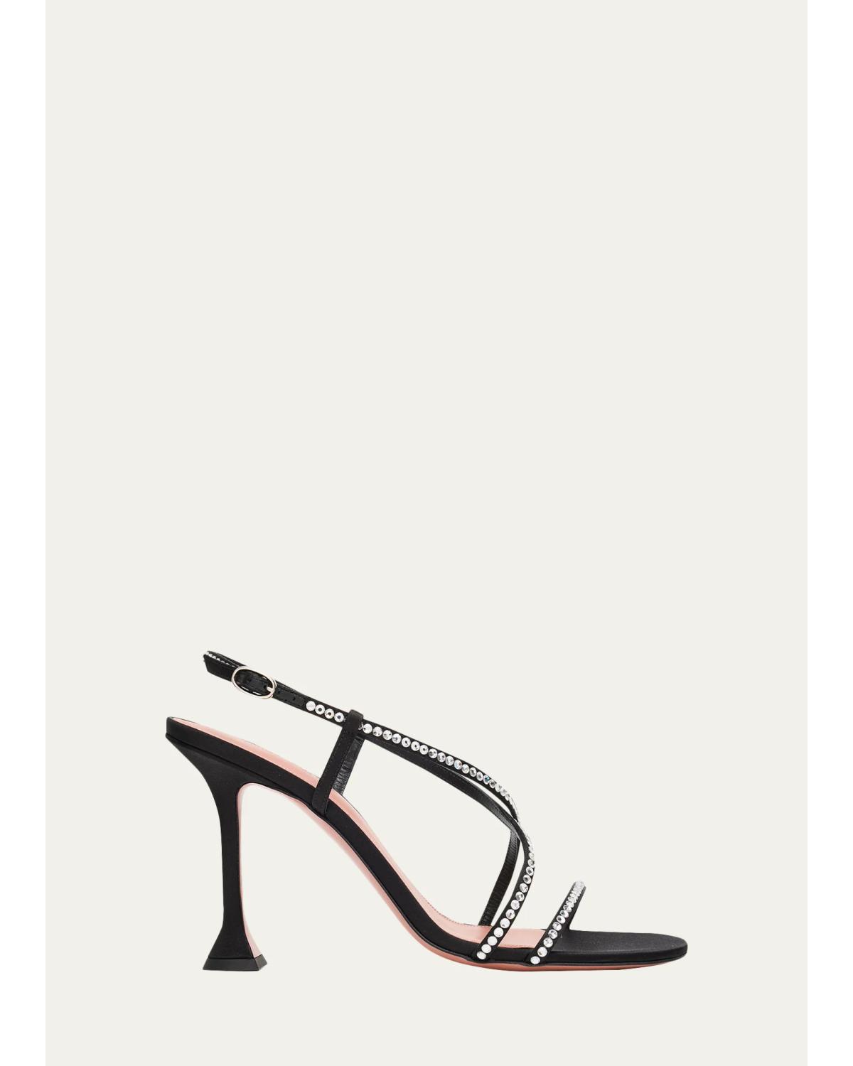 95Mm Crystal Satin Strappy Sandals