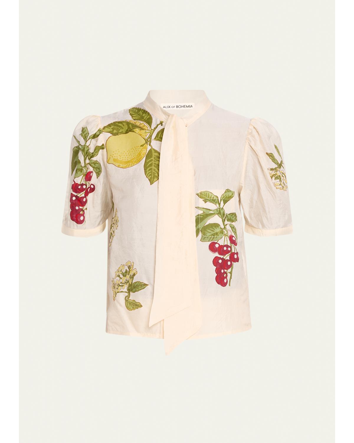 Chance Four Fruit Tie-Neck Blouse