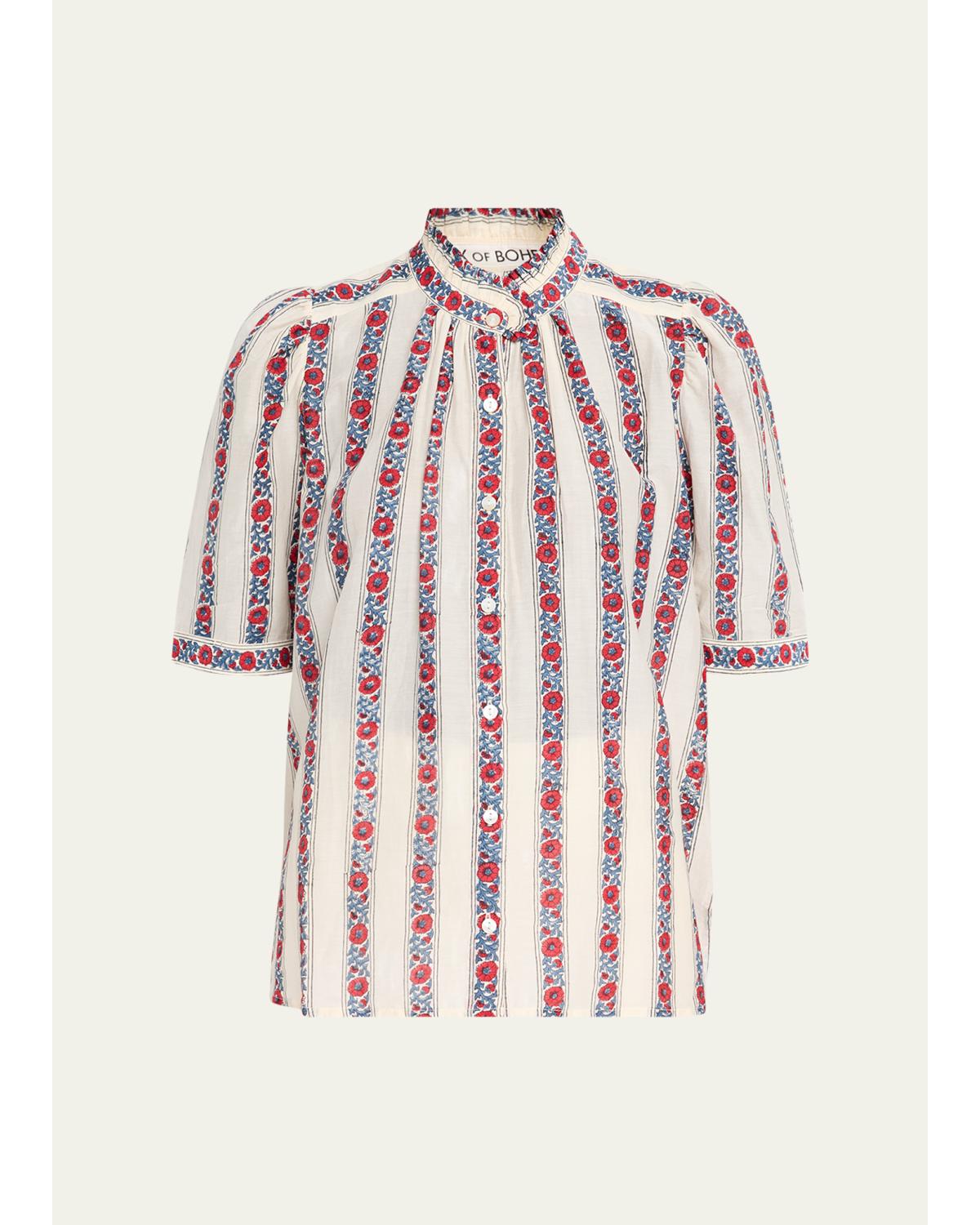 Alix Of Bohemia Winnie Roseband Puff-sleeve Blouse In Off White