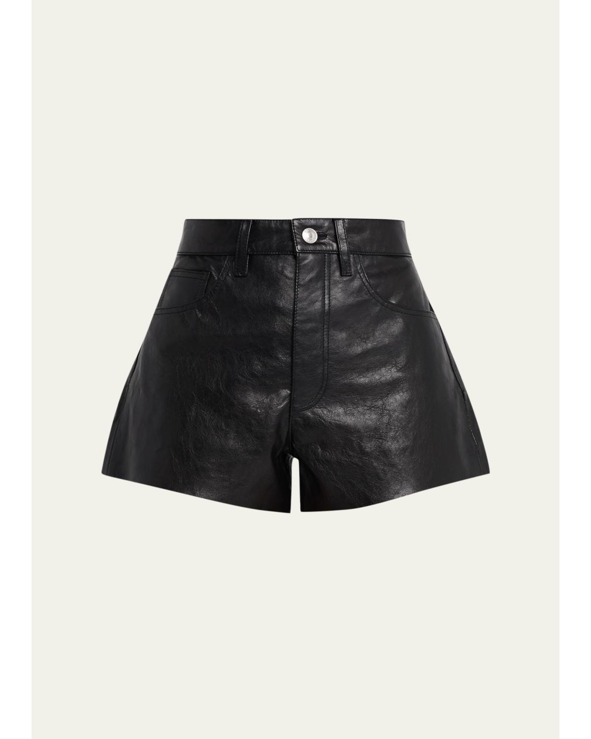 Leather A-Line Shorts