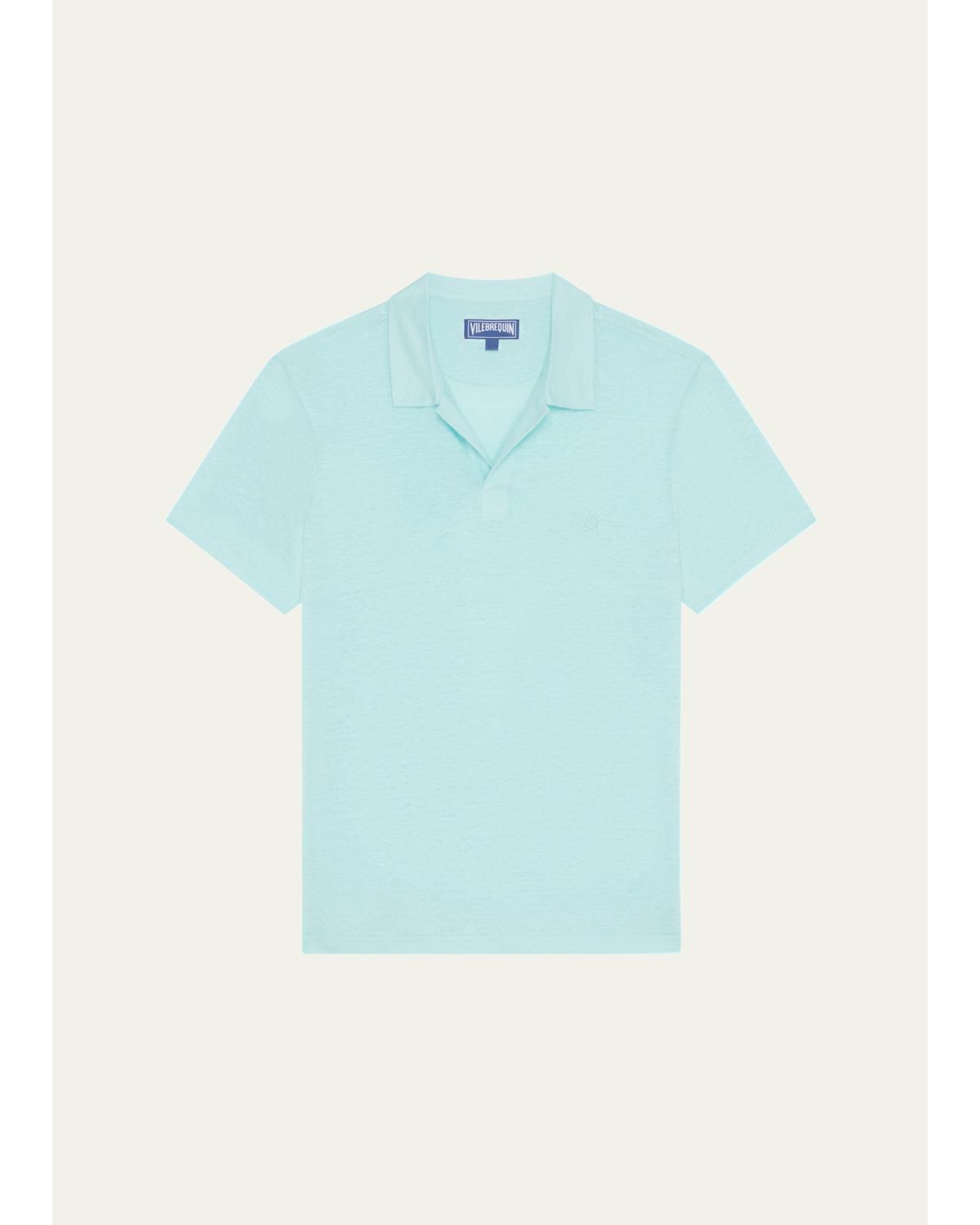 Men'S Linen Jersey Johnny Collar Polo Shirt
