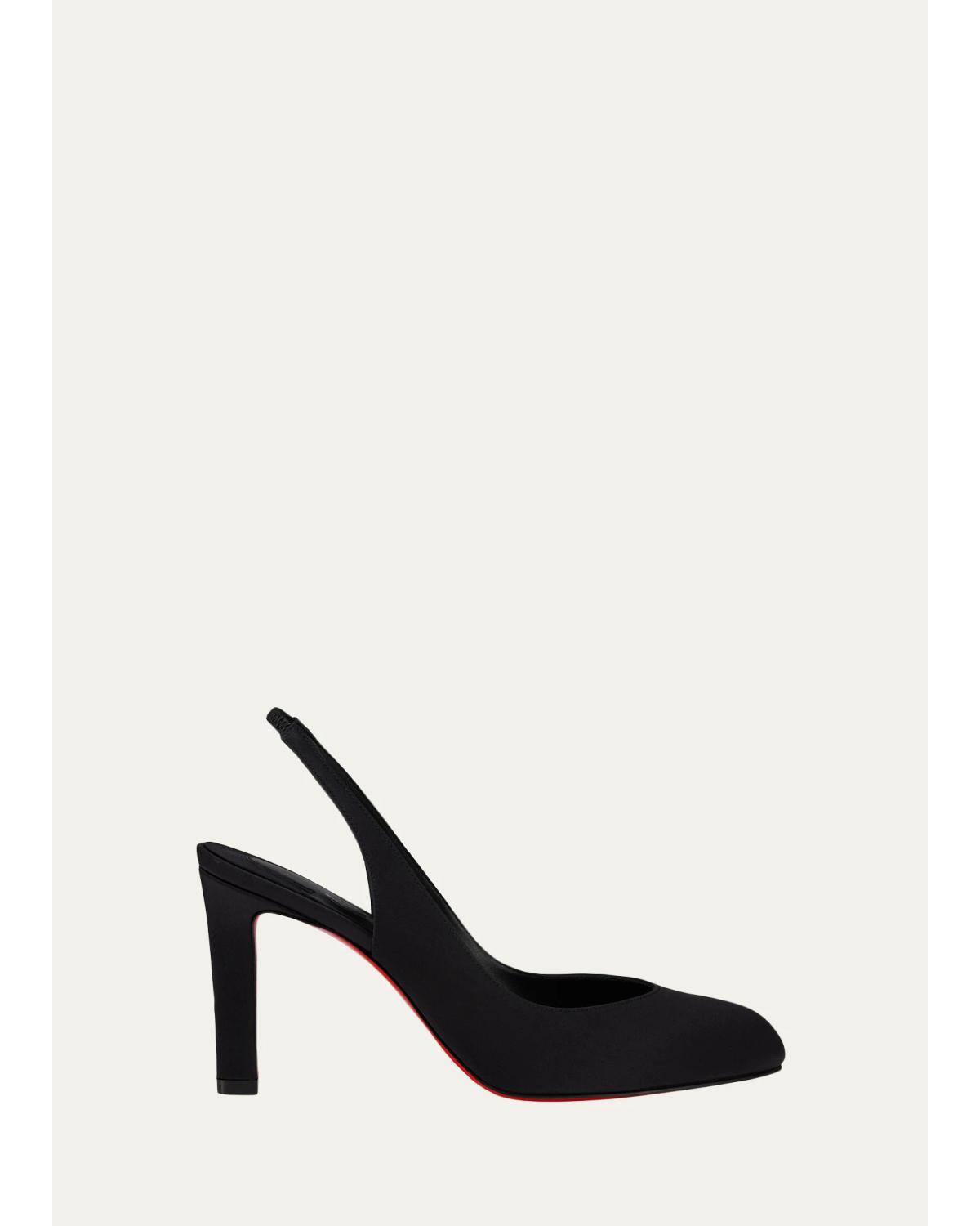 Christian Louboutin 85mm Fanny Love Satin Slingback Pumps In Black