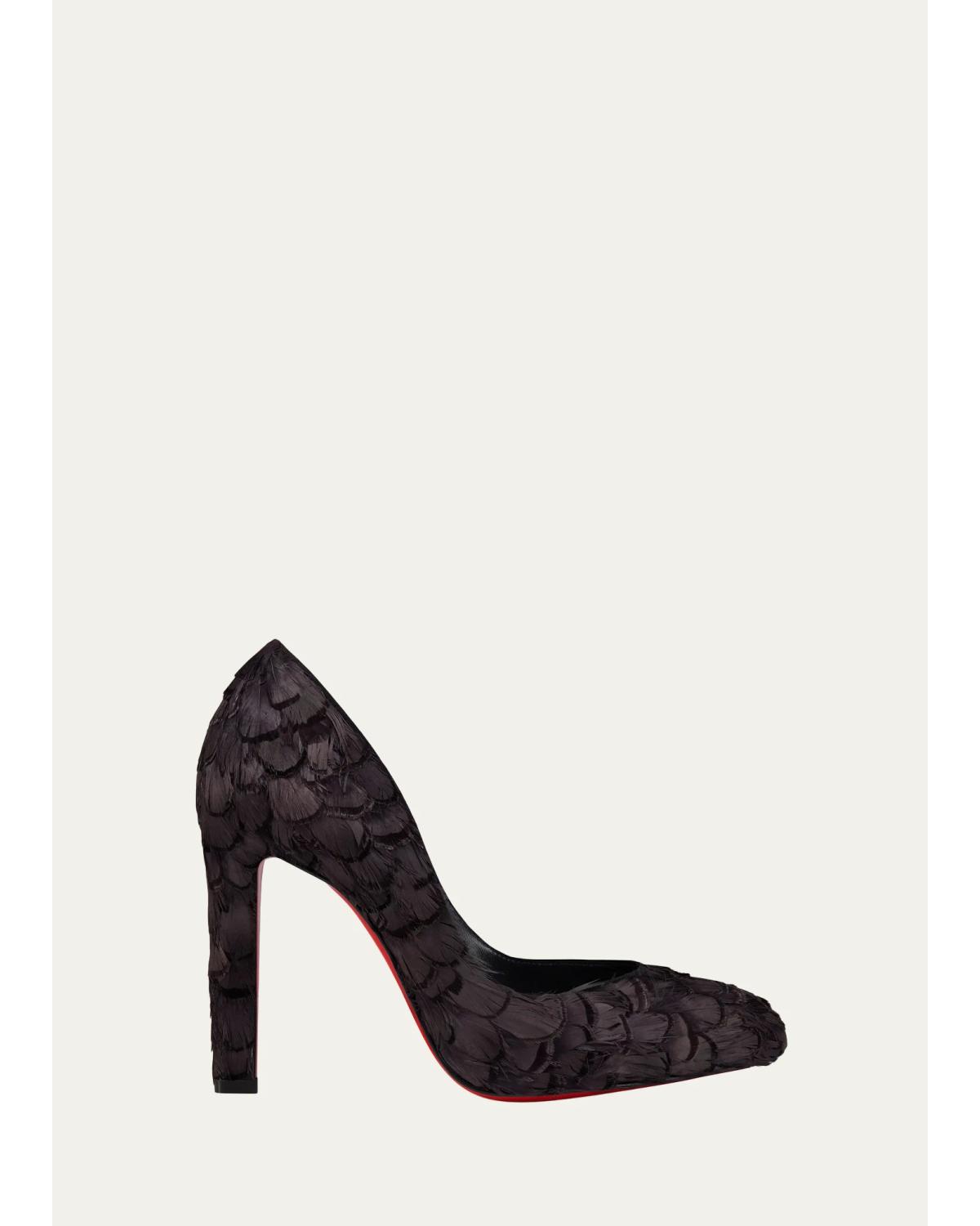 Christian Louboutin 100mm Fanny Silk Feather Pumps In Black