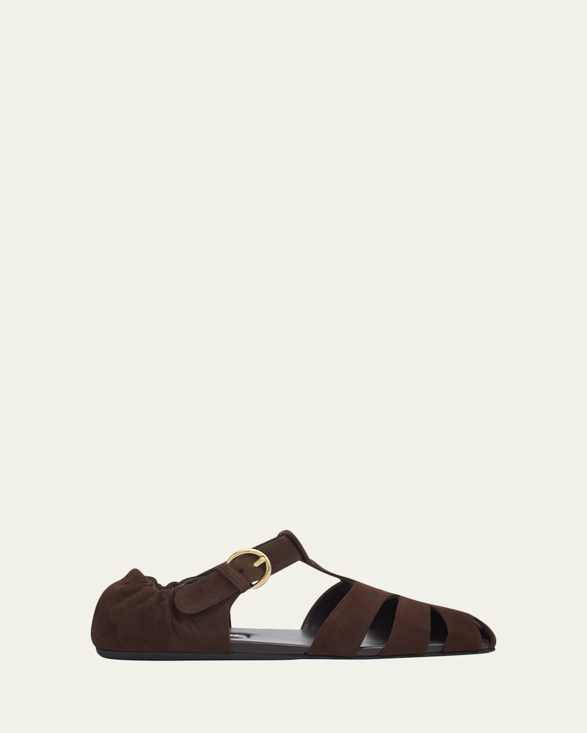 Miu Miu Ruched Suede Fisherman Sandals In Brown
