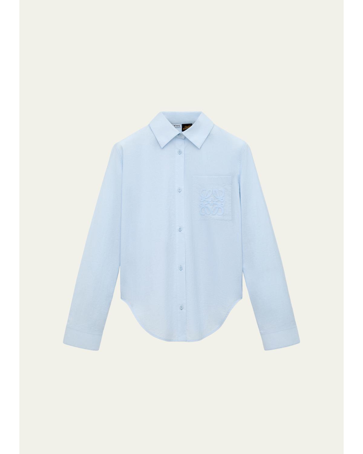 X Paula'S Ibiza Ruffle-Back Cotton-Blend Button-Down Shirt