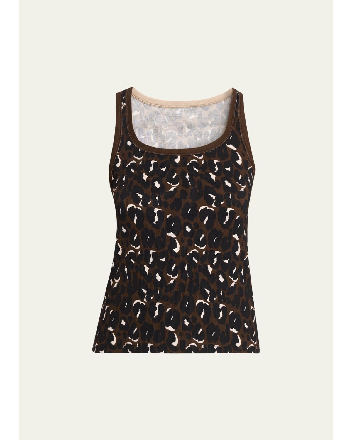 Animal-Print Organic Cotton Rib Tank Top