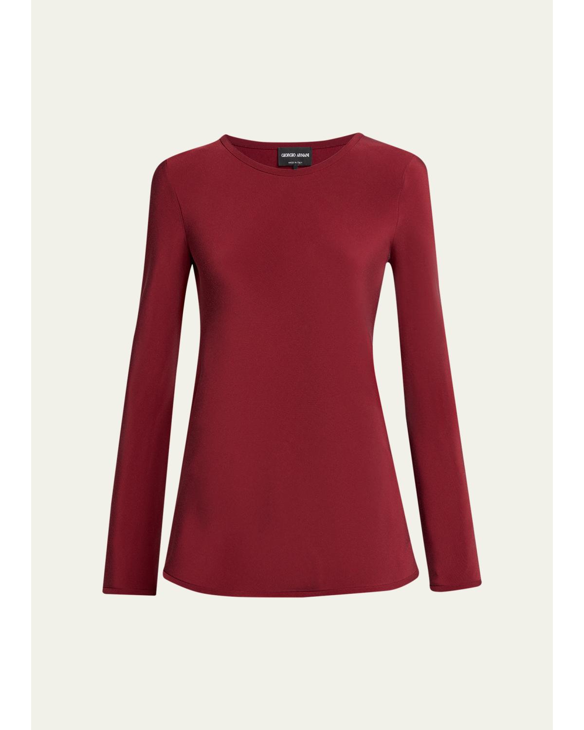 Long-Sleeve Silk Stretch Shirt