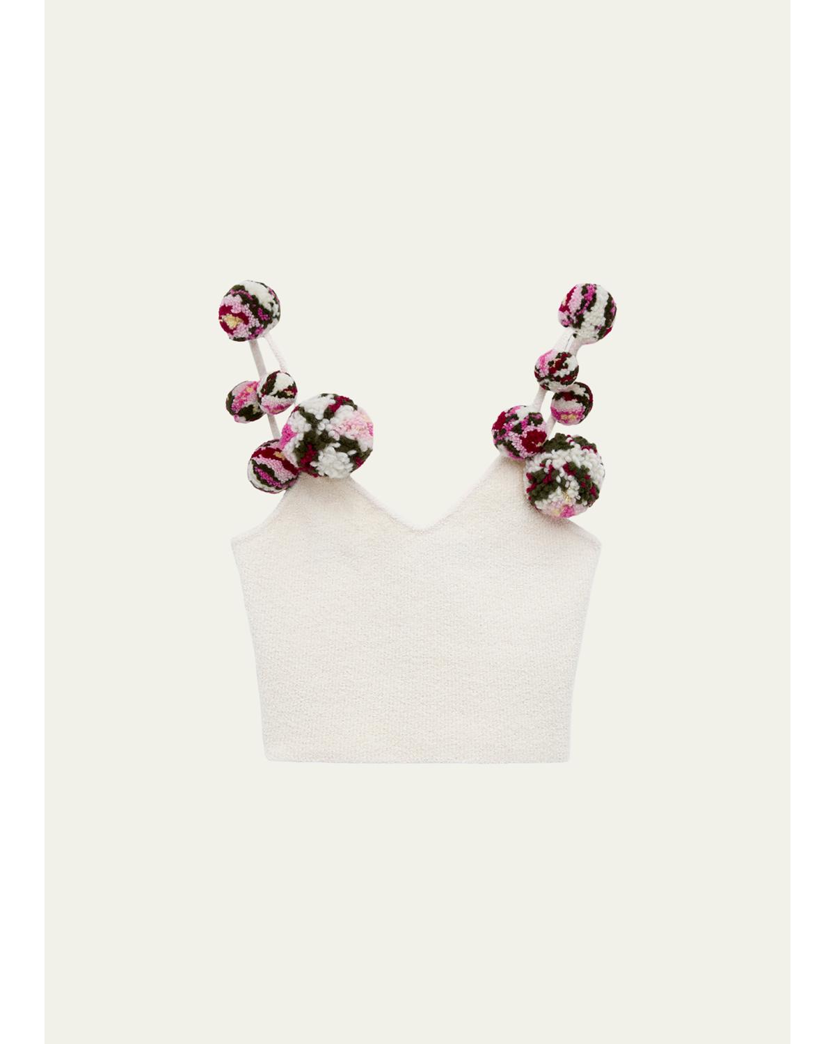 X Paula'S Ibiza Pom-Pom Knit Crop Top