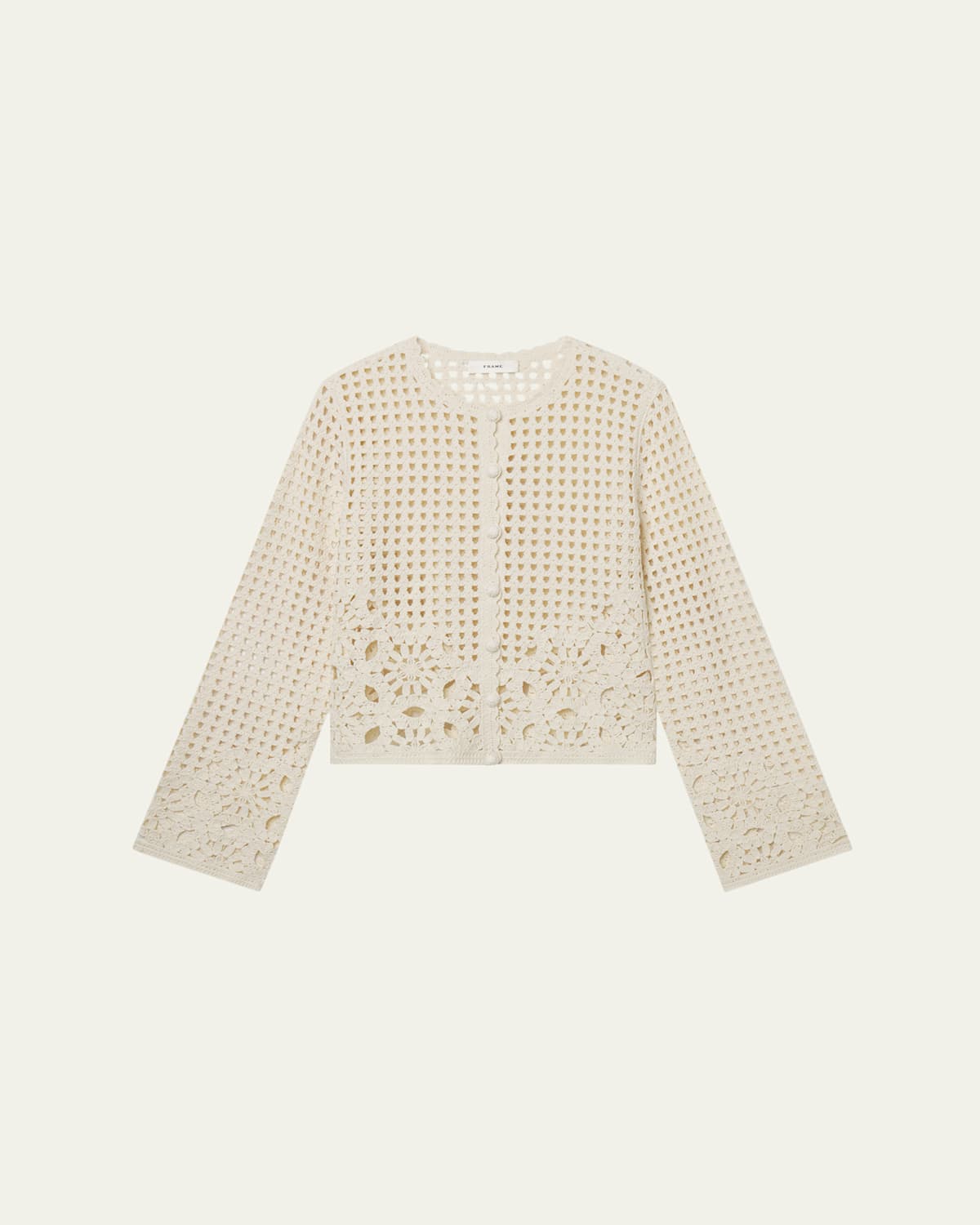 Frame The Postcard Open Stitch Cardigan In Brown