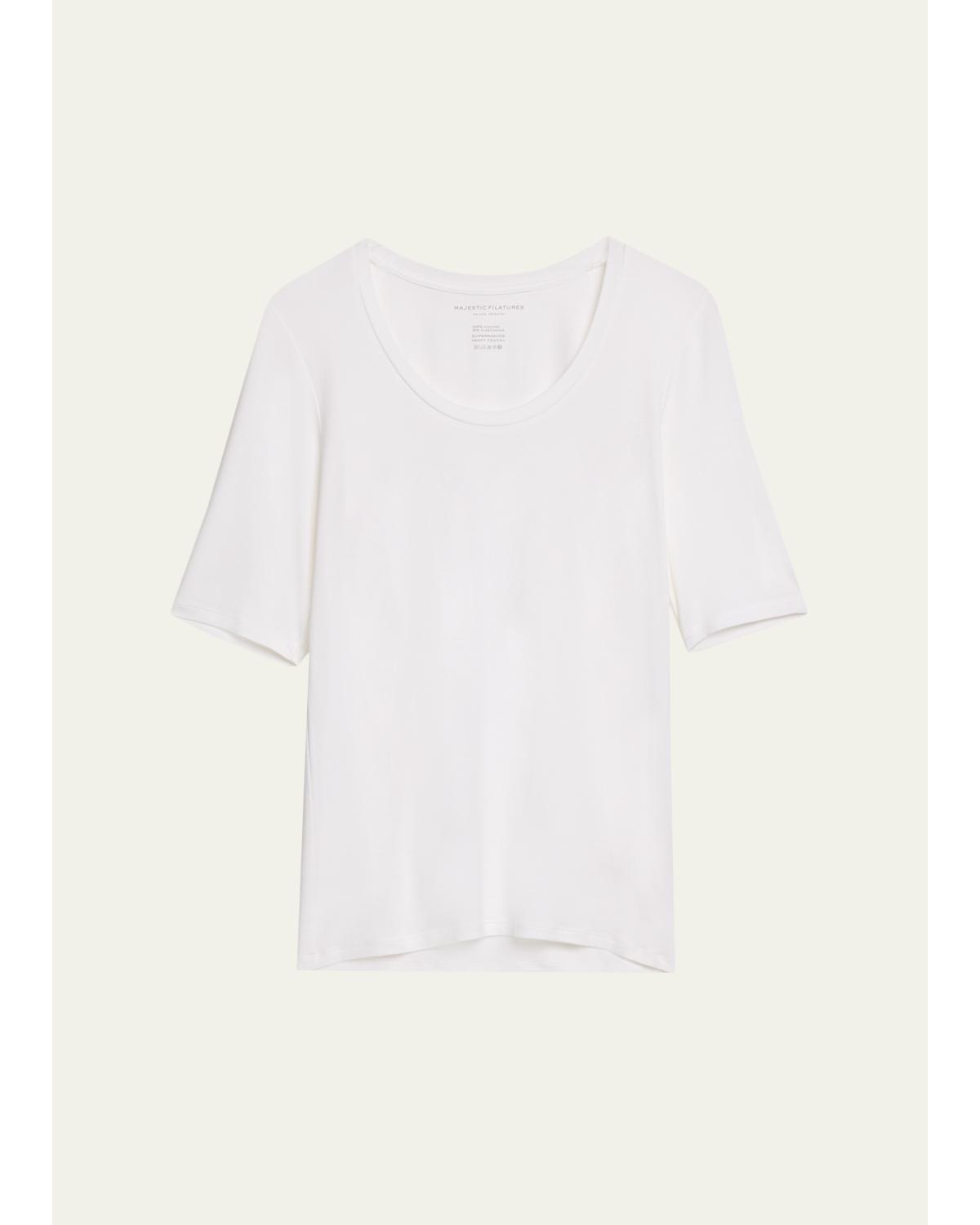 Elbow-Sleeve Scoop-Neck Shirt