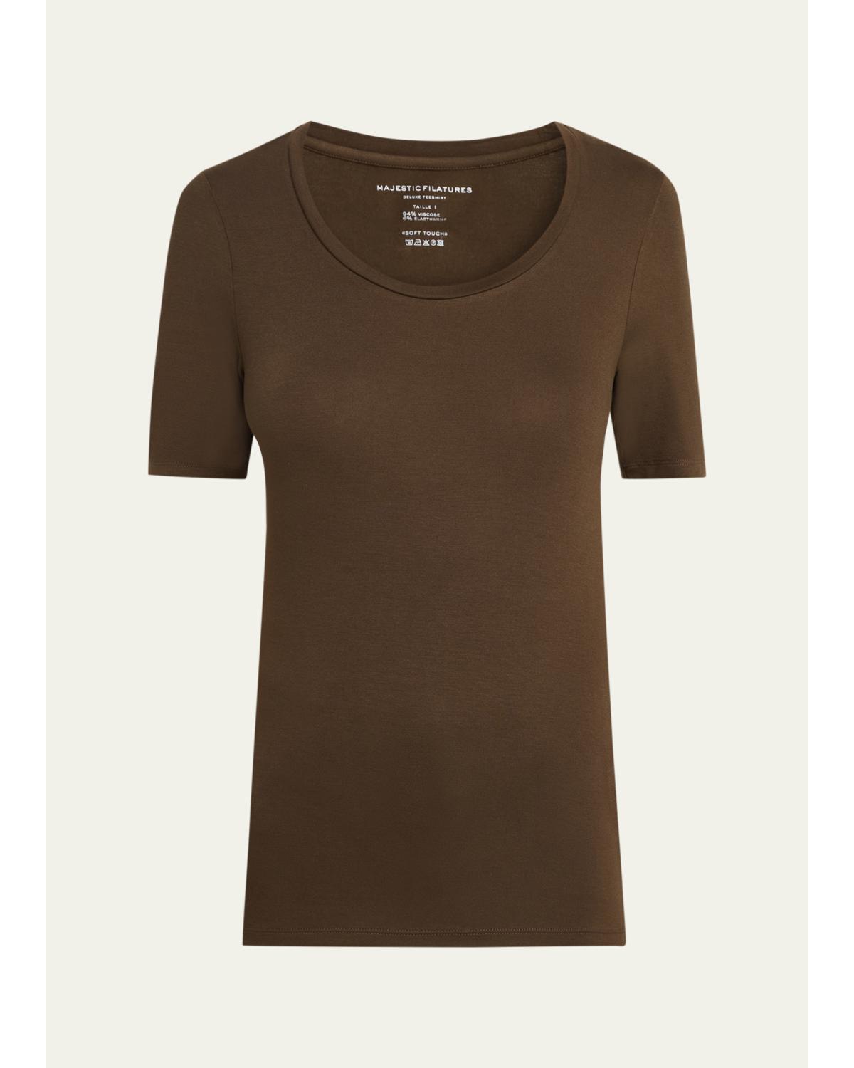 Elbow-Sleeve Scoop-Neck Shirt