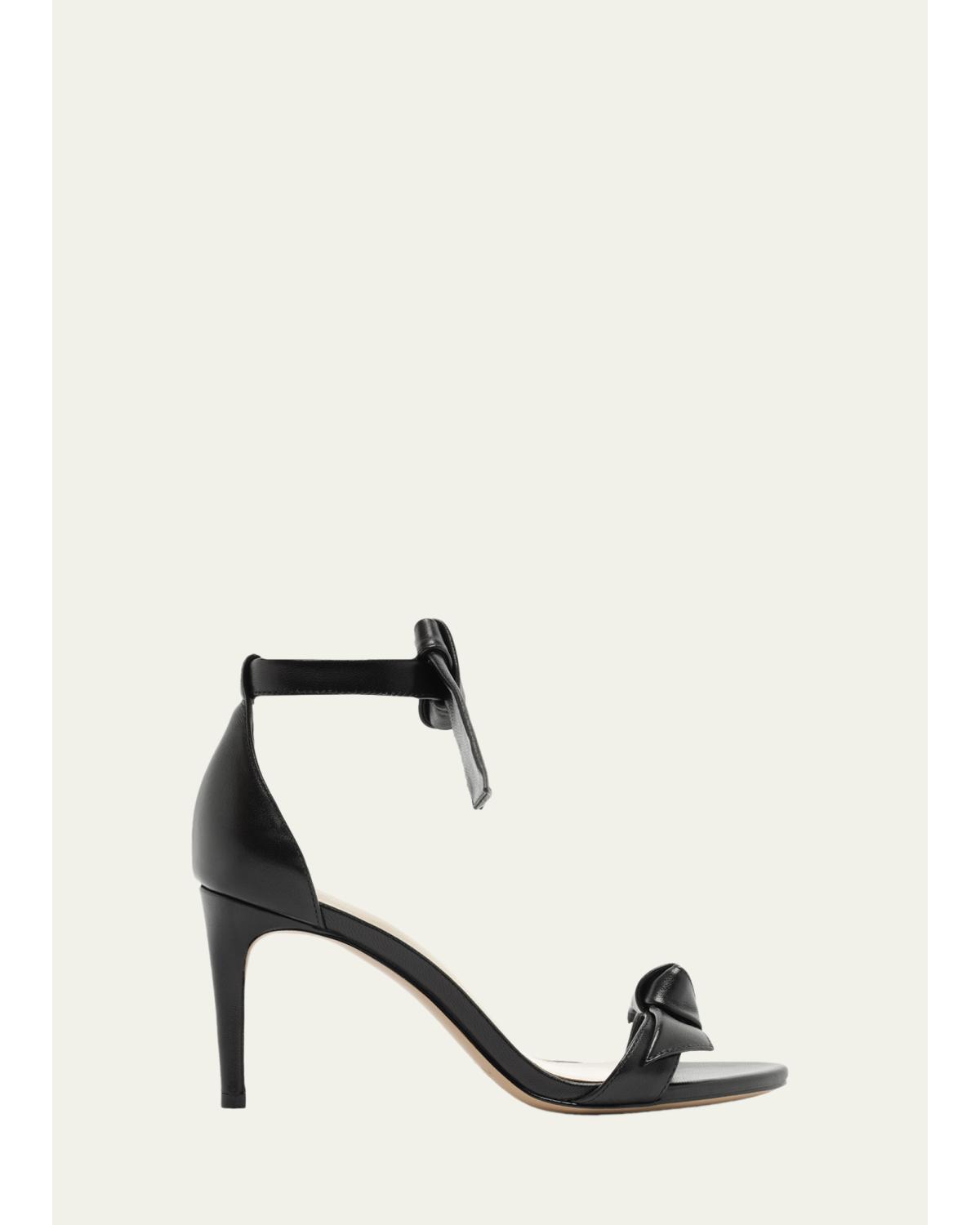 75Mm Clarita Leather Bow Ankle-Strap Sandals