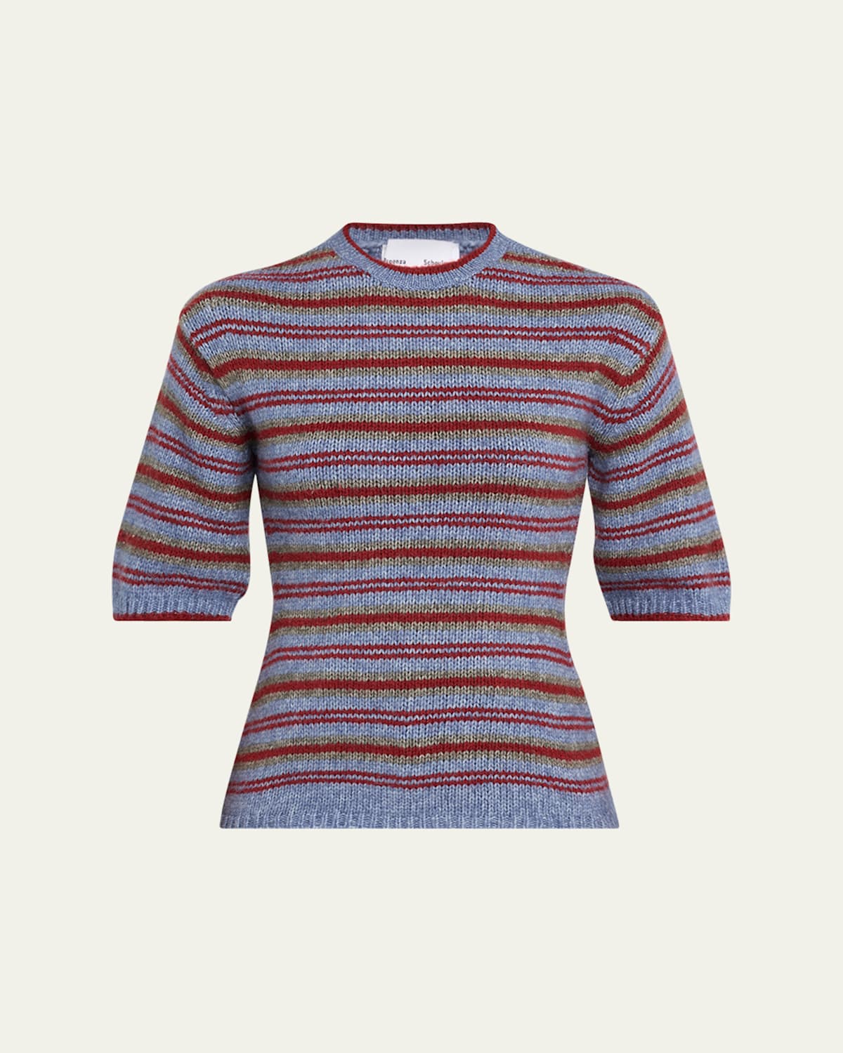 Proenza Schouler White Label Dana Striped Short-sleeve Sweater In Purple