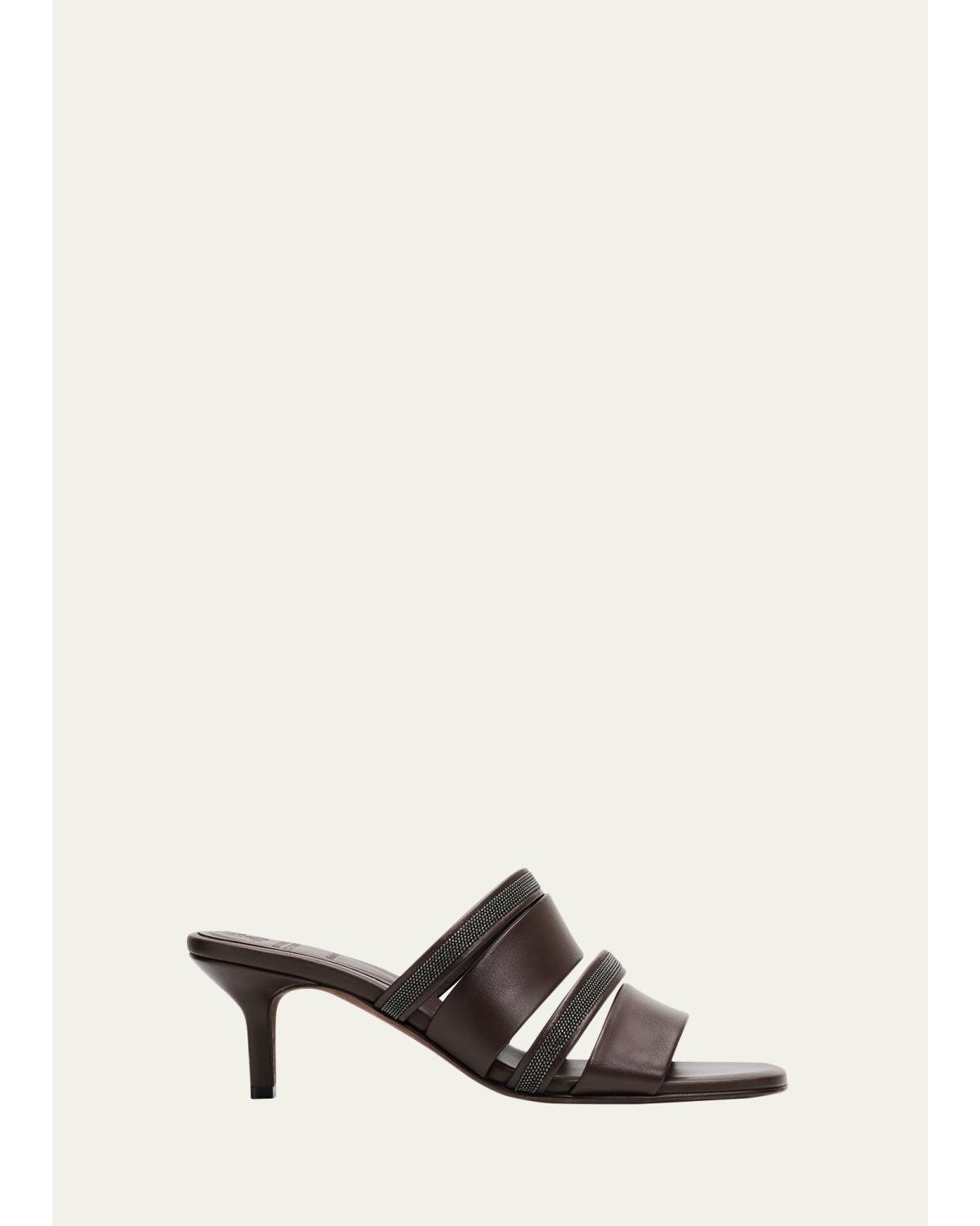 50Mm Monili Strappy Leather Mule Sandals
