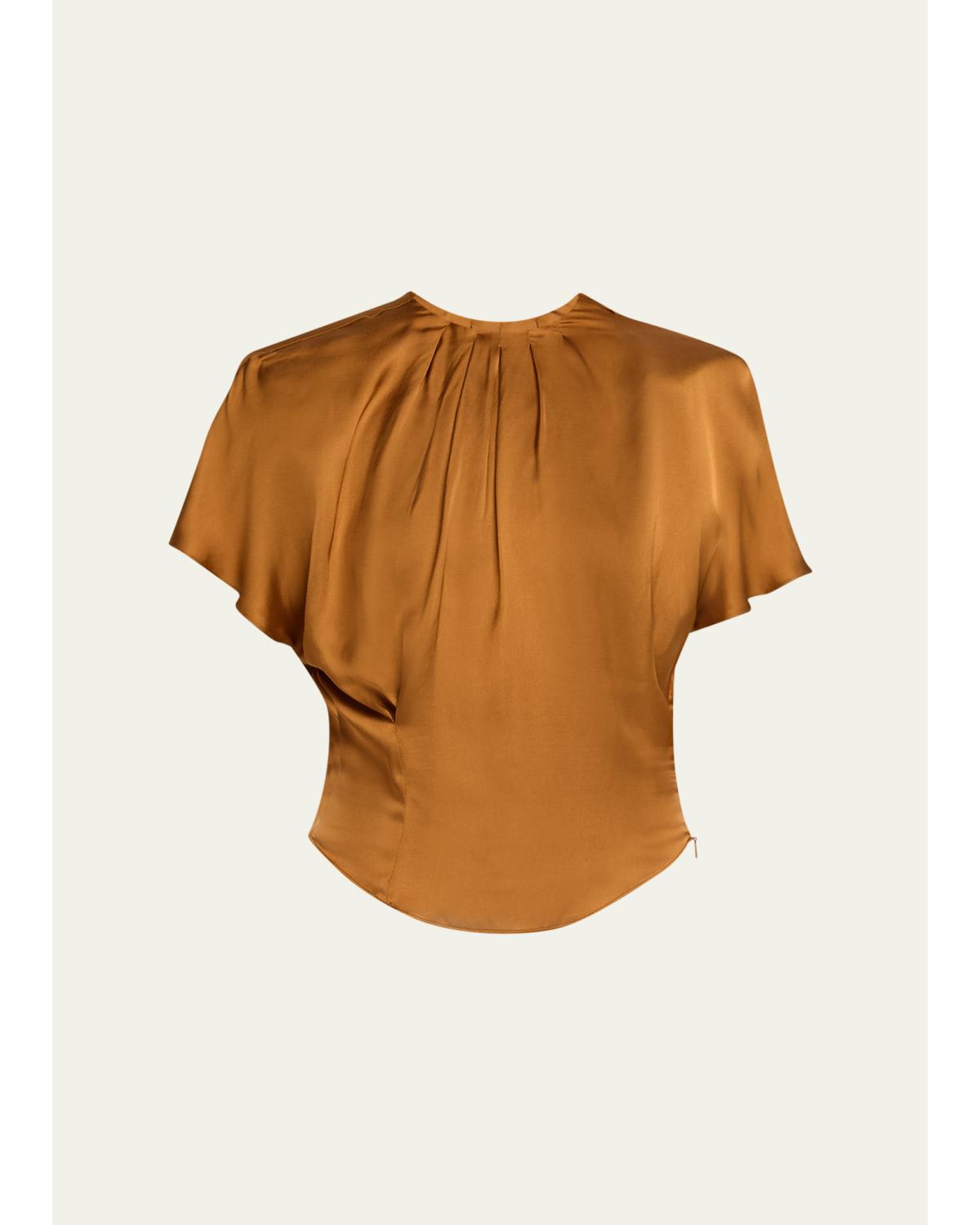 Sakine Pleated Short-Sleeve Top