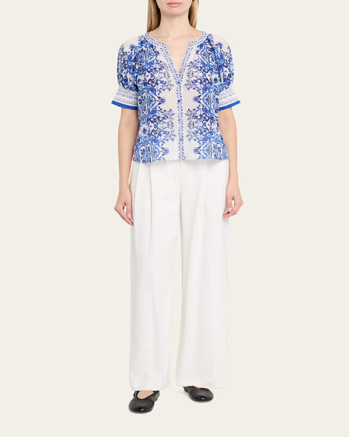 Thalia Puff-Sleeve Blouse