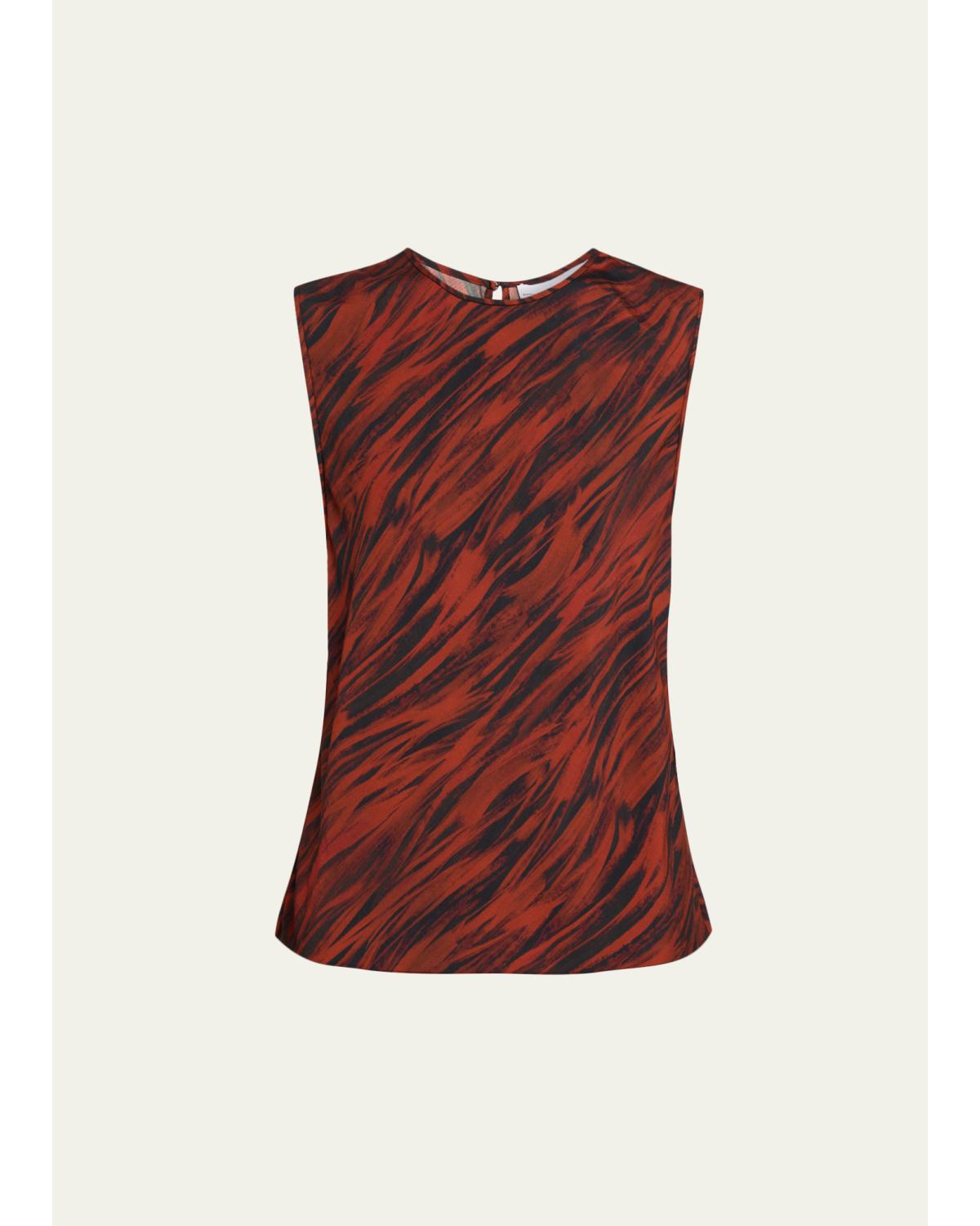 Megan Sleeveless Printed Twill Top