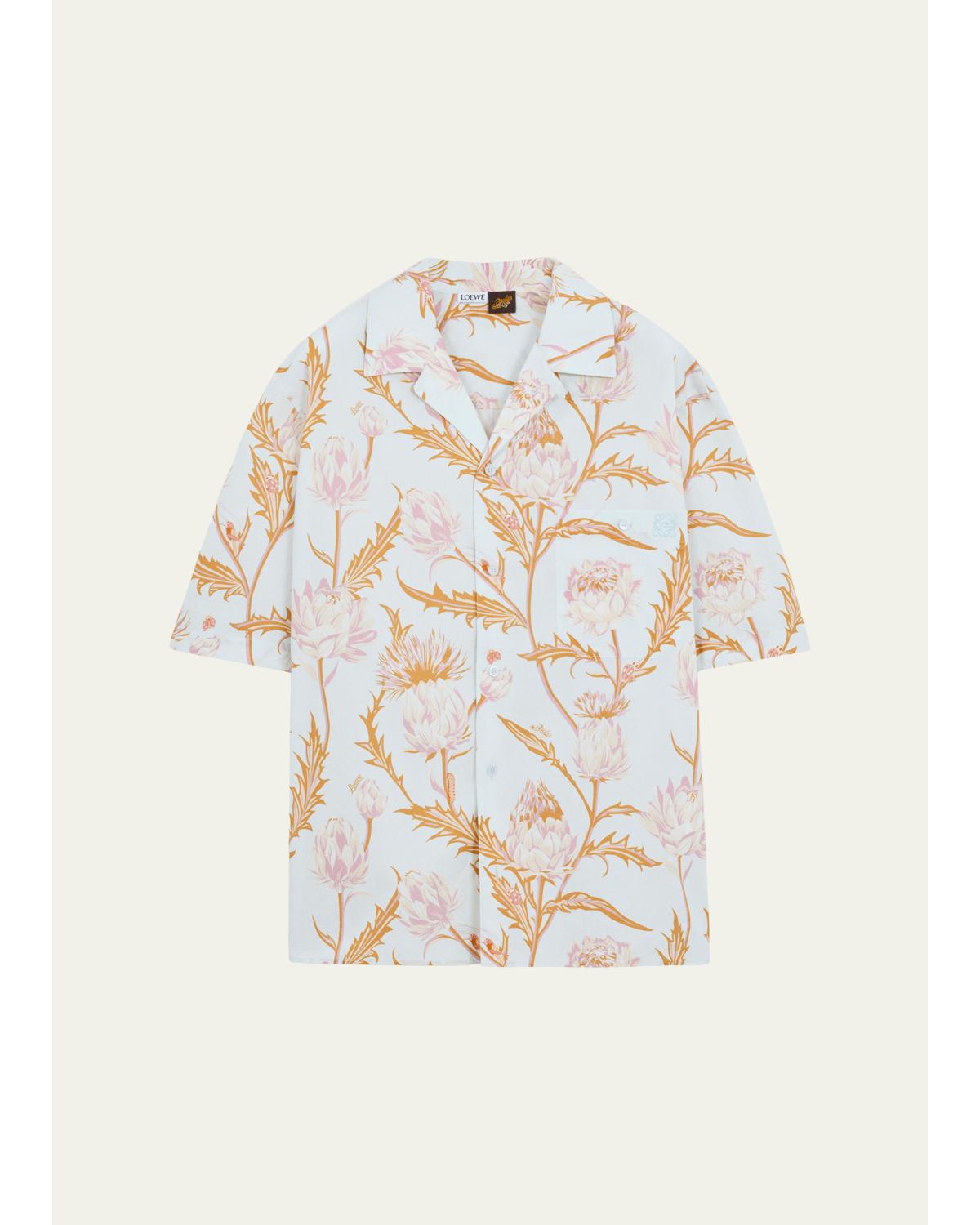 X Paula'S Ibiza Men'S Artichoke-Print Short-Sleeve Shirt