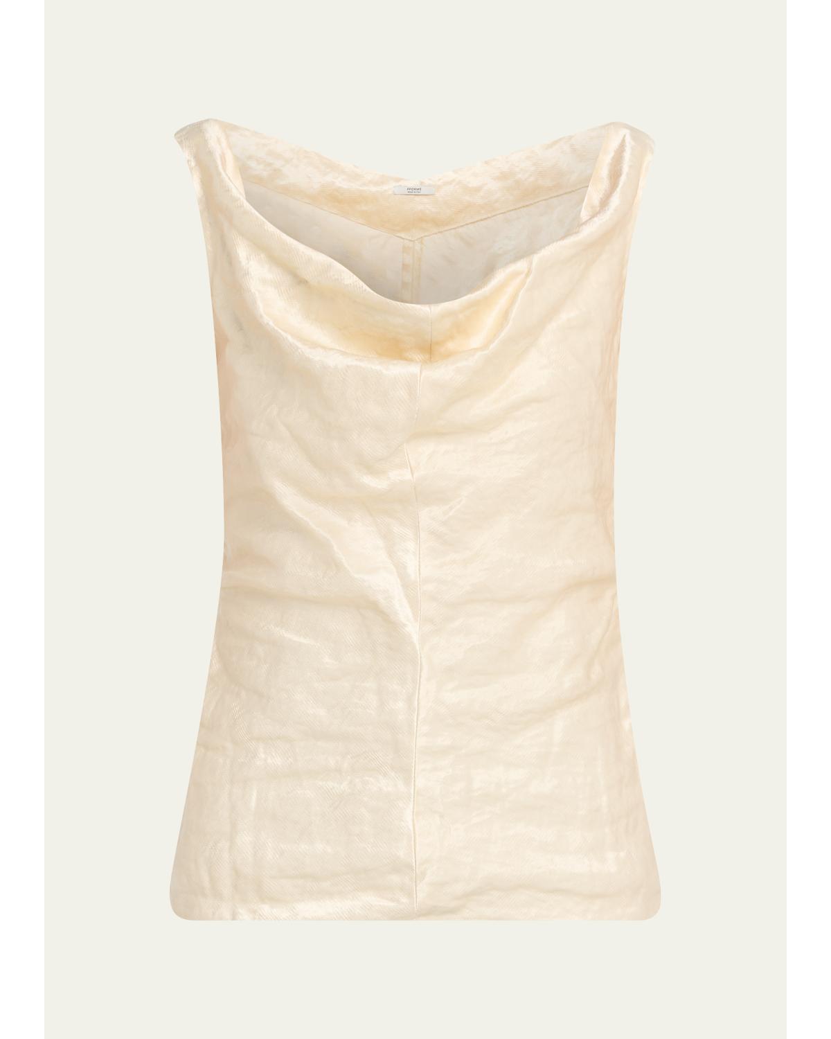 Lowe Cowl-Neck Crinkled Top