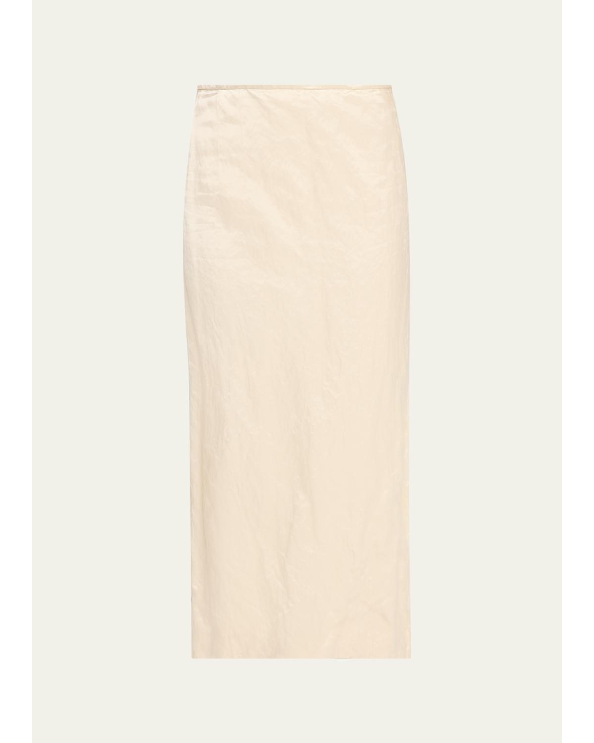 Mena Cotton-Blend Crinkled Straight Skirt