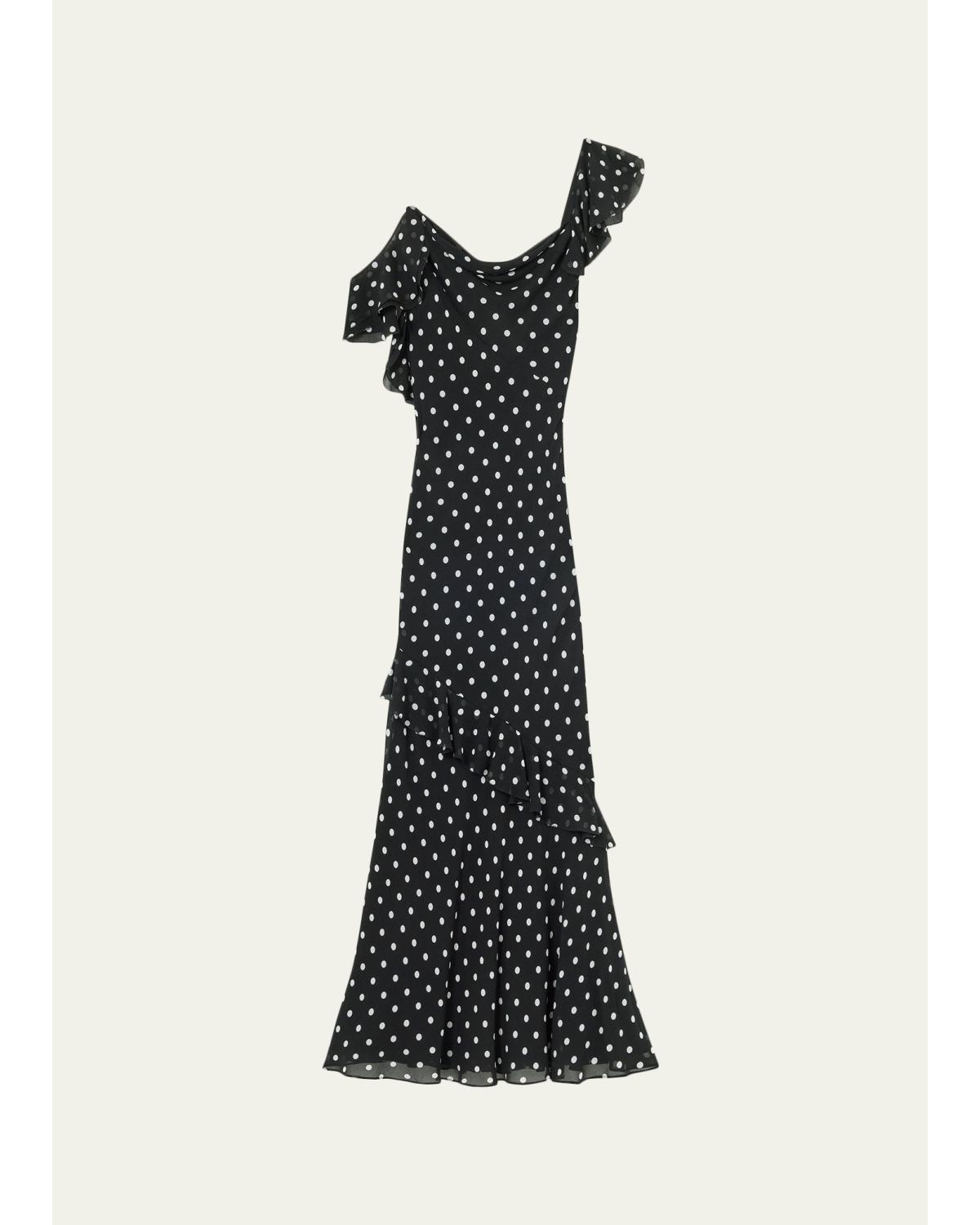 Polka Dot Georgette Maxi Dress