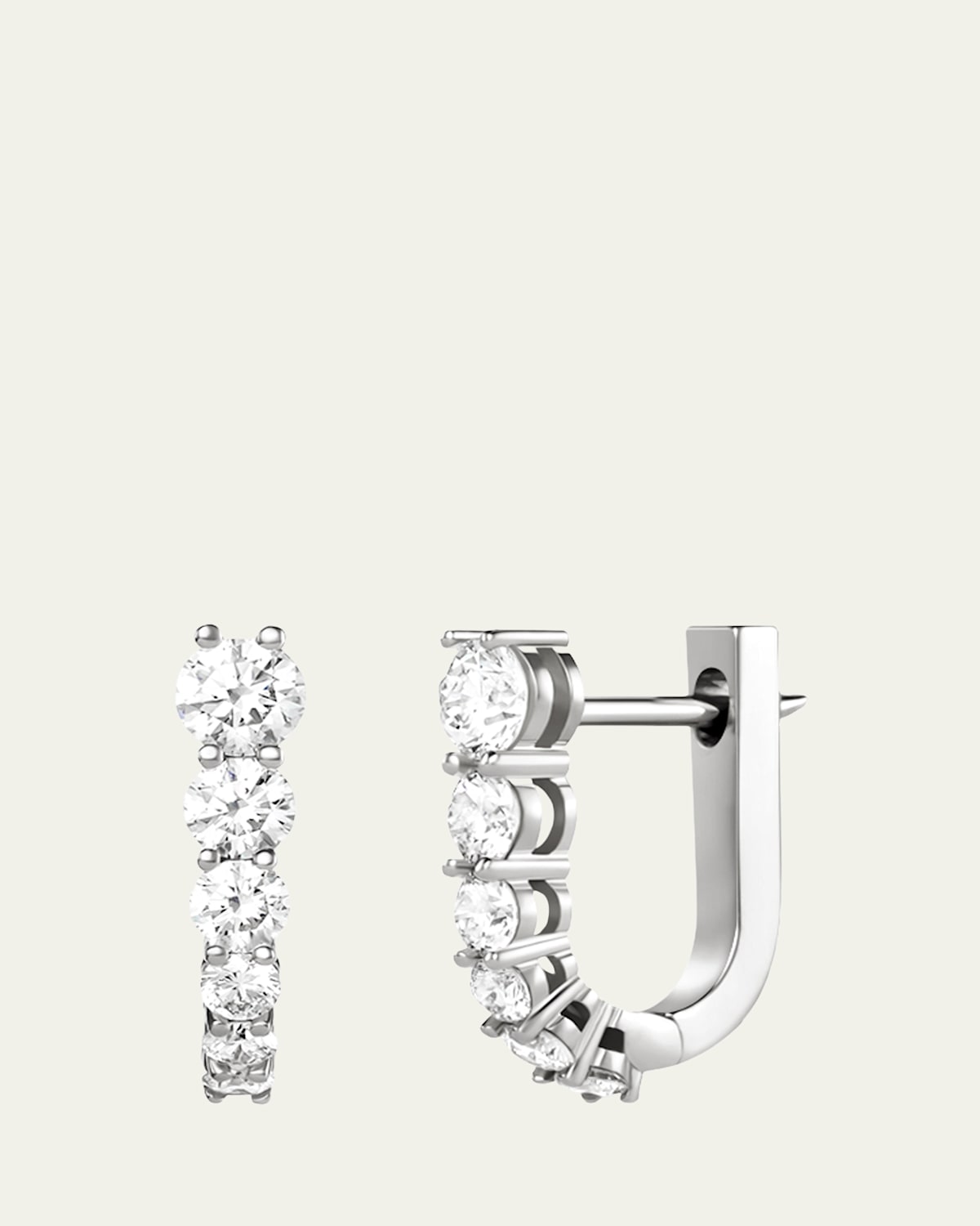 Melissa Kaye 18K White Gold Aria U Huggie Hoop Earrings with Diamonds