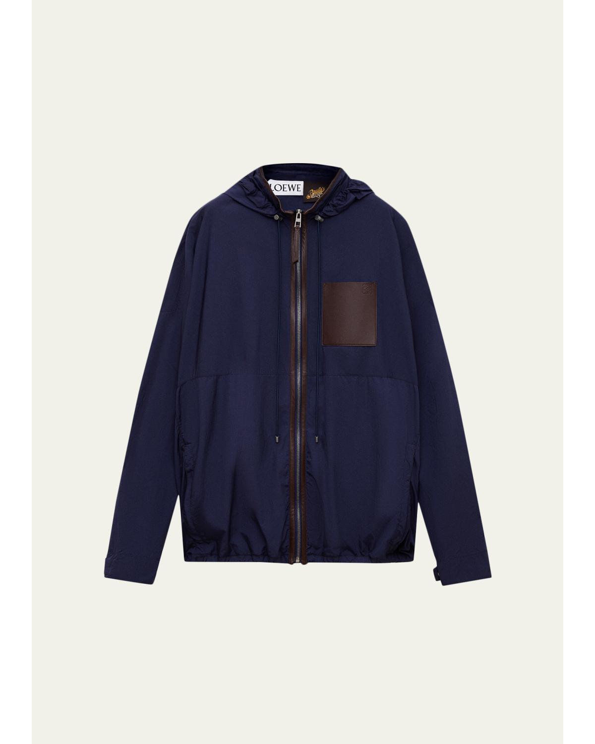 X Paula'S Ibiza Men'S Hooded Leather-Trim Anorak Jacket