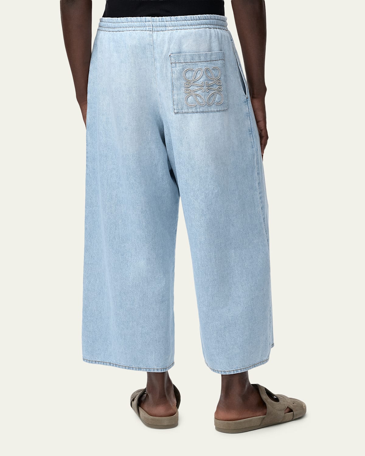 X Paula'S Ibiza Men'S Denim Cropped Wide-Leg Drawstring Pants