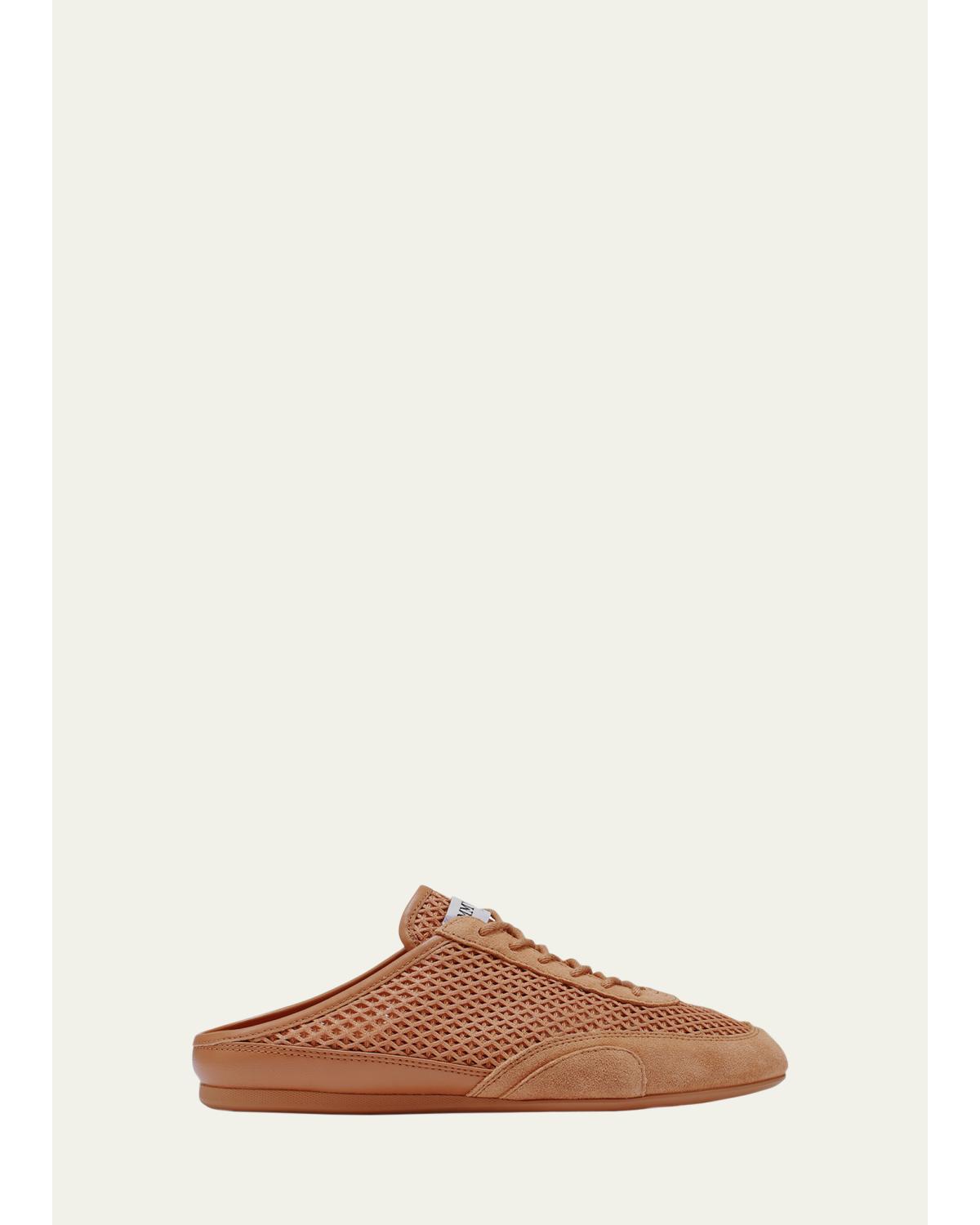 Sunny Woven Mixed Leather Sneaker Mules