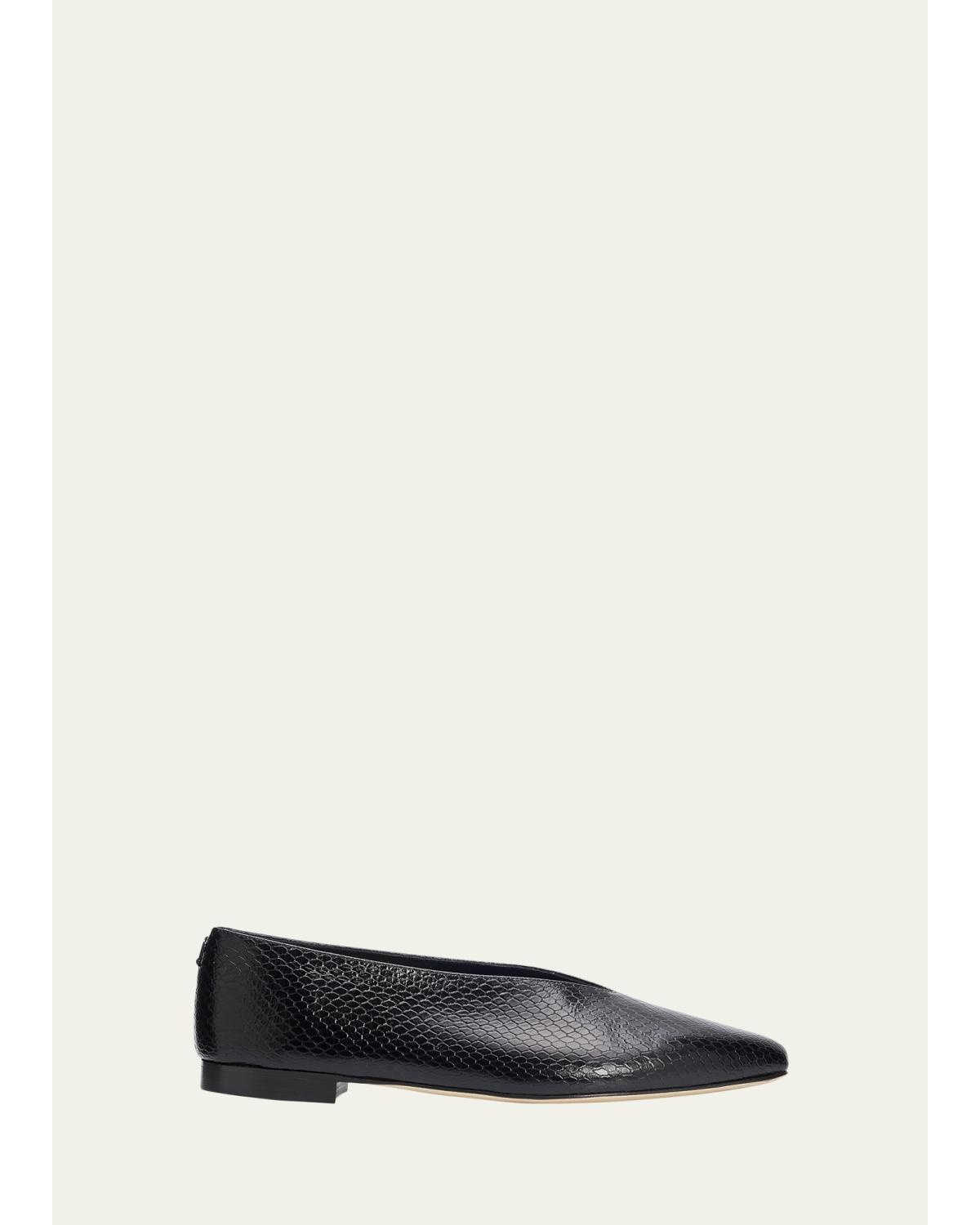 Margot Embossed Leather Ballerina Flats