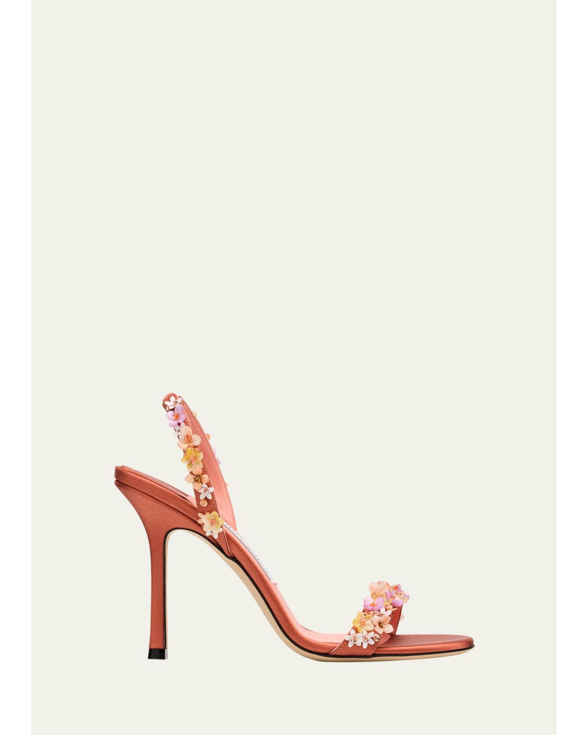 100Mm Jenn Flower-Embellished Sandals