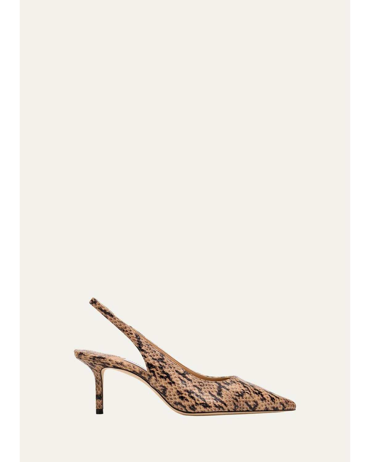 65Mm Love Snake-Printed Slingback