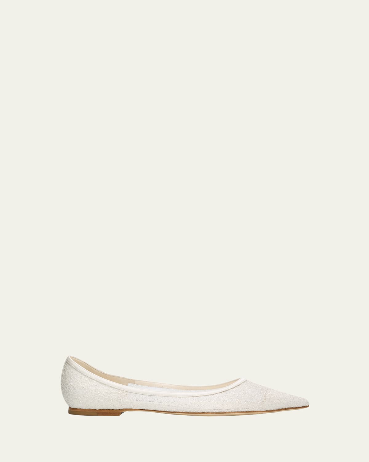 Jimmy Choo Love Floral Lace Pointed-toe Flats In White