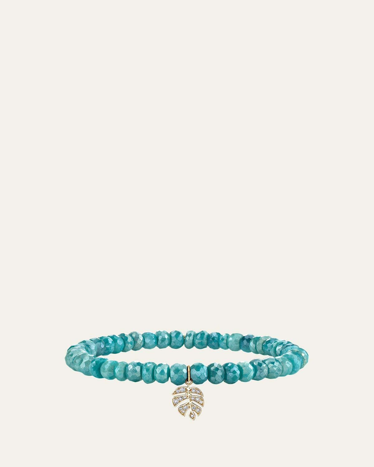 Sydney Evan 14K Diamond Monstera on Teal Quartz Bracelet | Thumbnail 4 Sydney Evan 14K Diamond Monstera on Teal Quartz Bracelet | Thumbnail 4