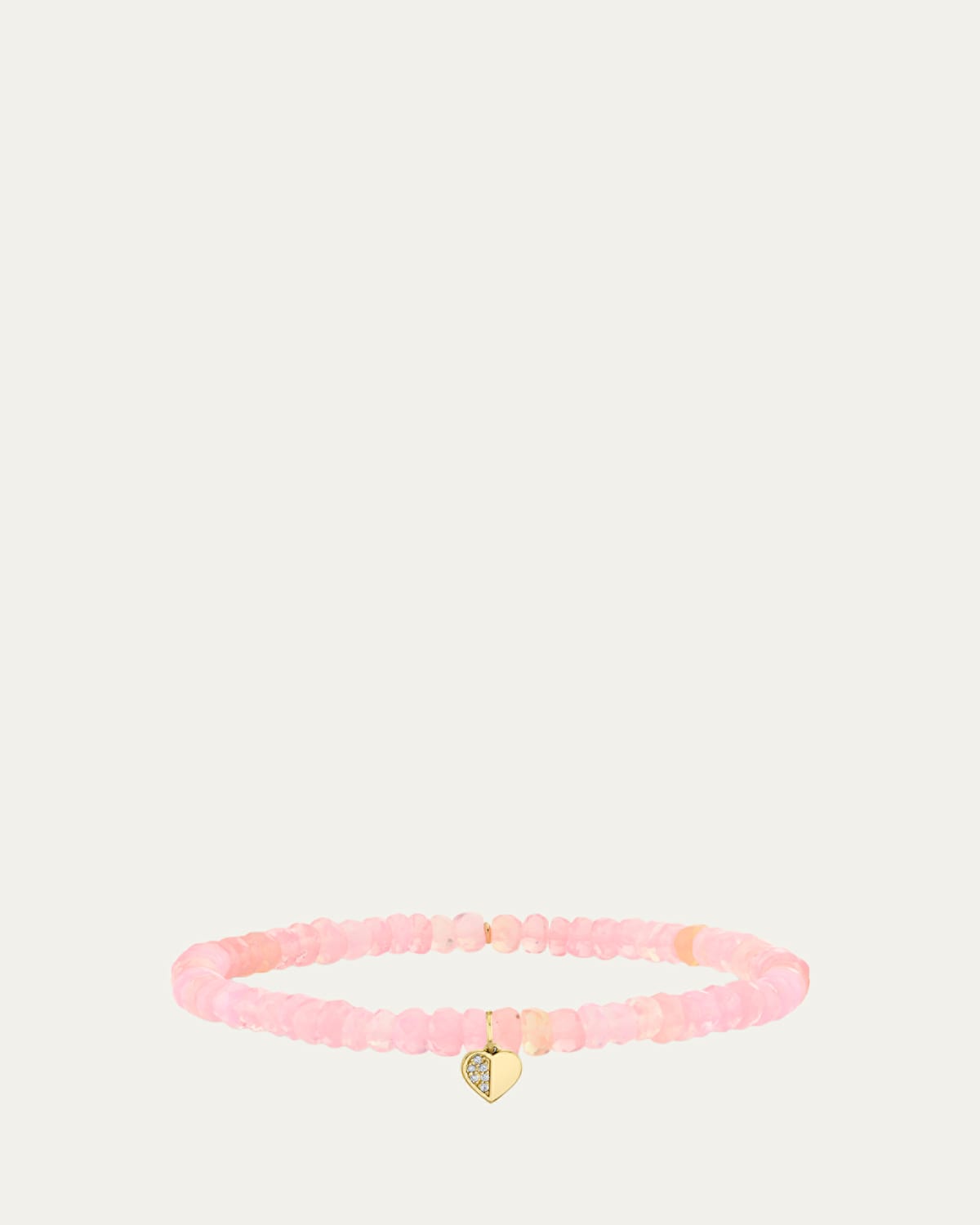 Sydney Evan 14K Diamond Half Heart on Pink Opal Bracelet | Thumbnail 4